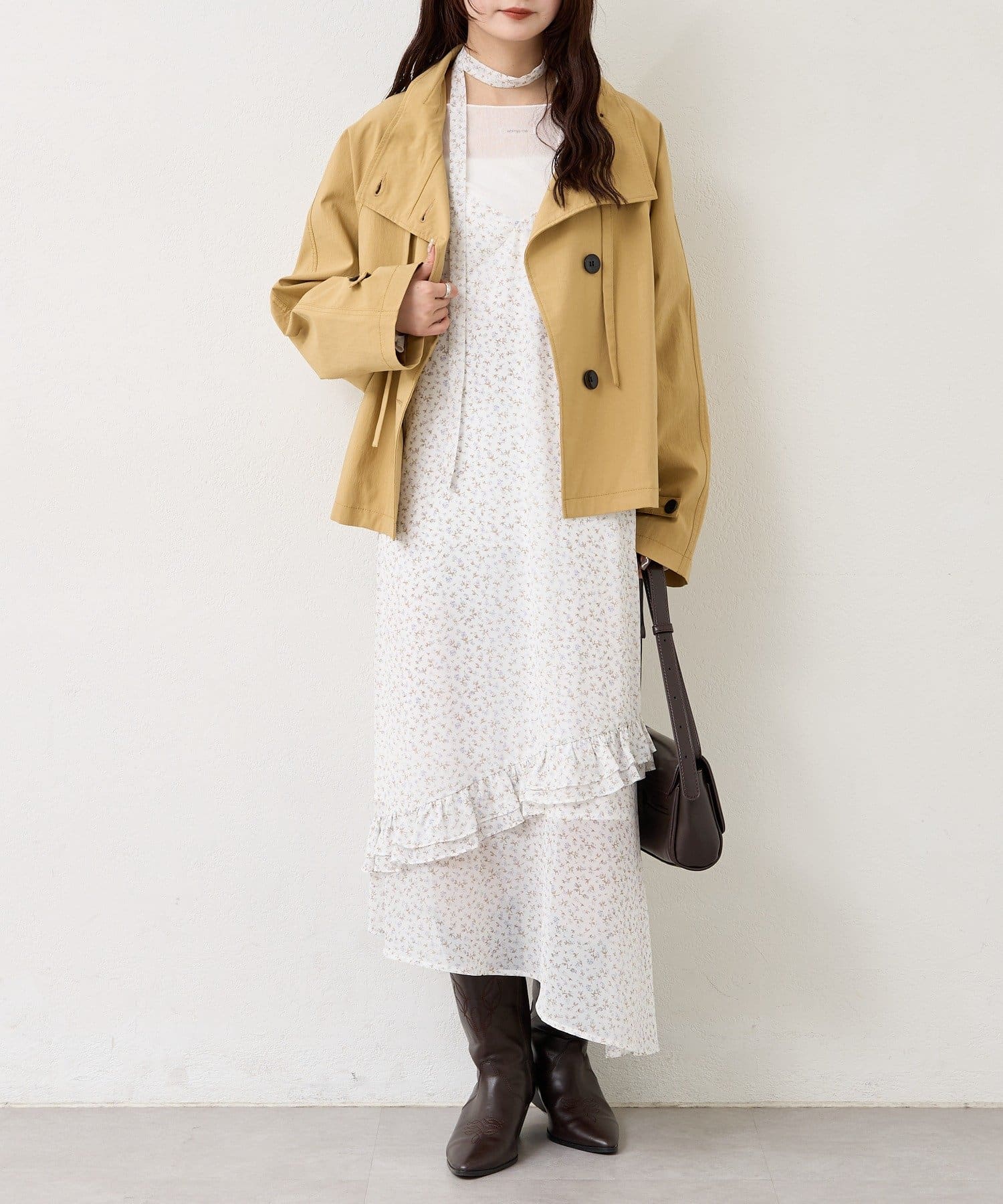 mystic(ミスティック) スタンドカラーショートトレンチ