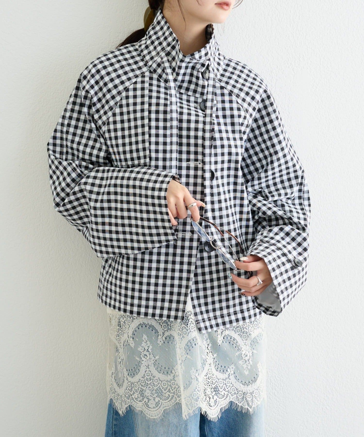 mystic(ミスティック) 《WEB限定追加！/新色BLK》【シワになりにくい】スタンドカラーショートトレンチ