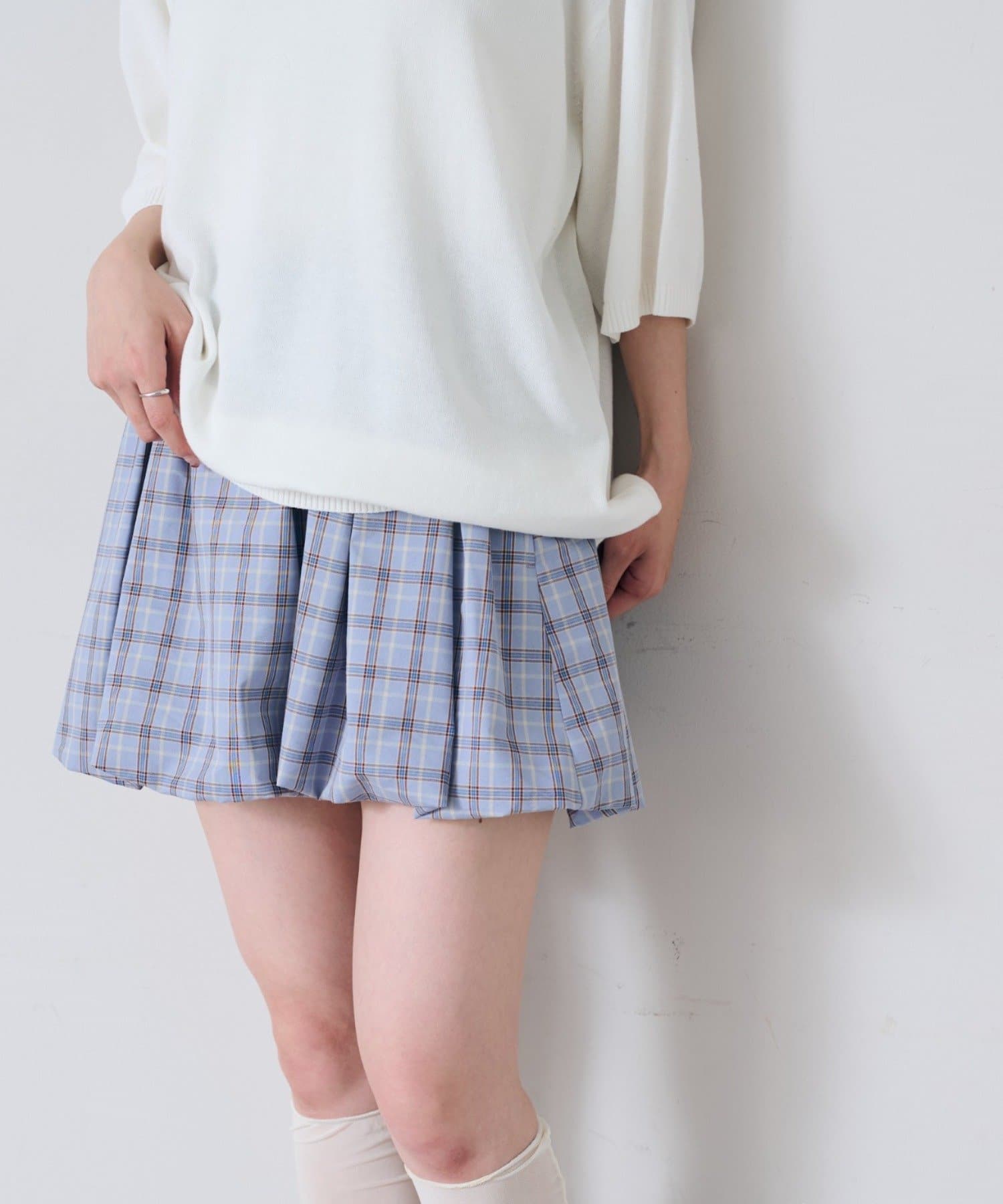 OUTLET(アウトレット) 【Kastane】チェックバルーンミニスカート