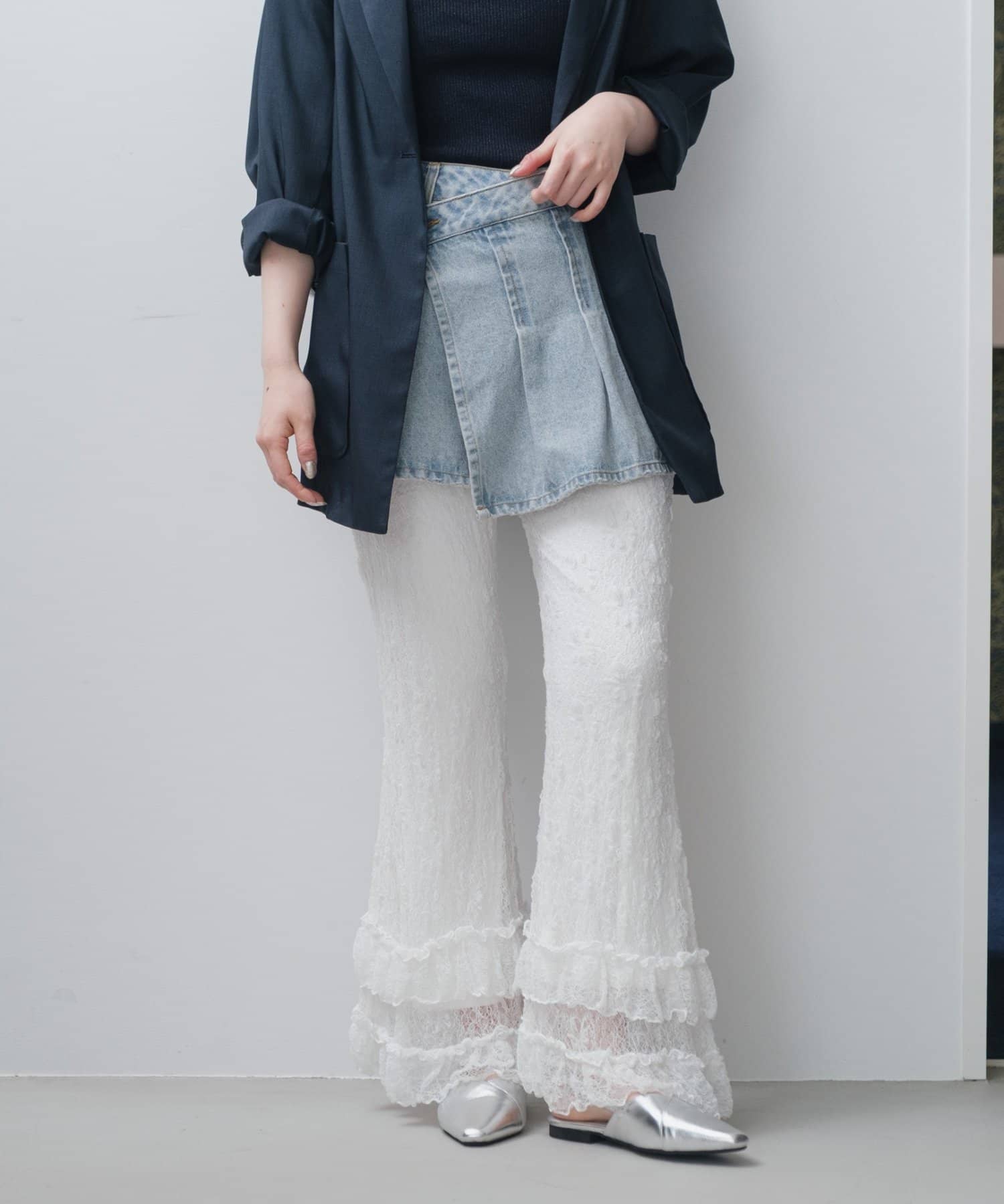 OUTLET(アウトレット) 【Kastane】レースフリルパンツ