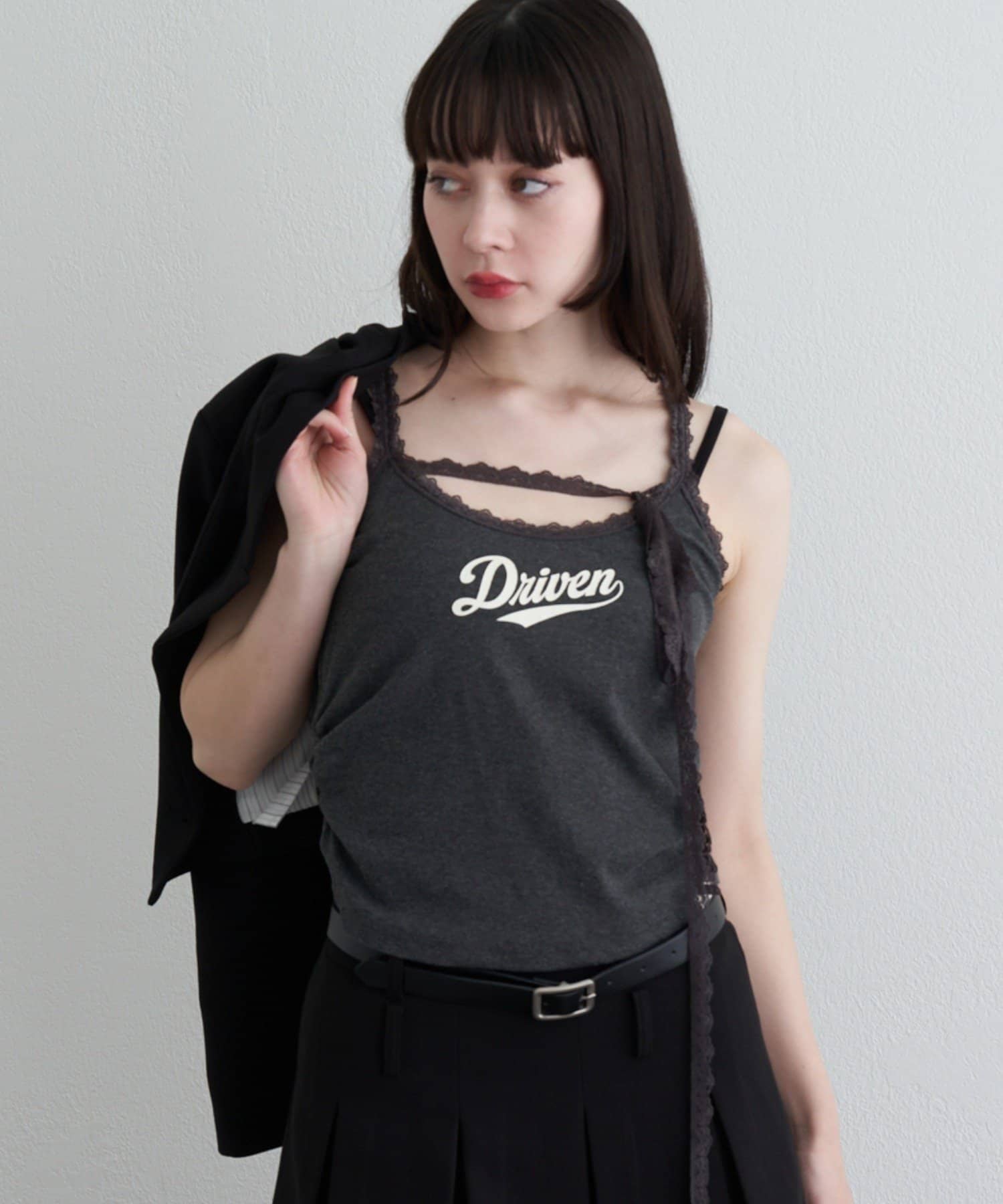 OUTLET(アウトレット) 【RAY CASSIN】レースロゴパット付レイヤードキャミソール