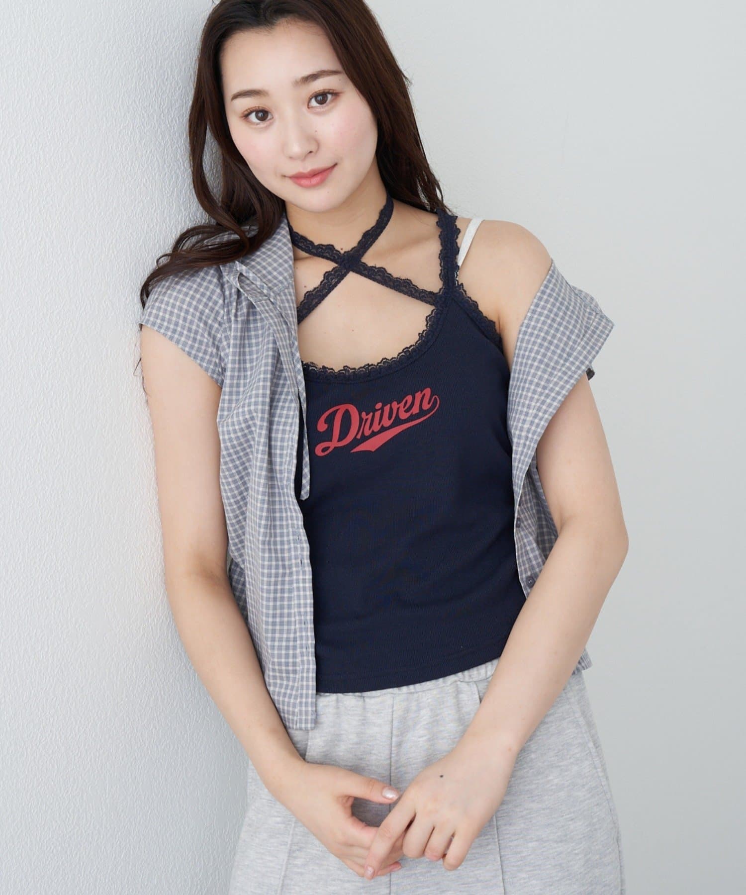 OUTLET(アウトレット) 【RAY CASSIN】レースロゴパット付レイヤードキャミソール