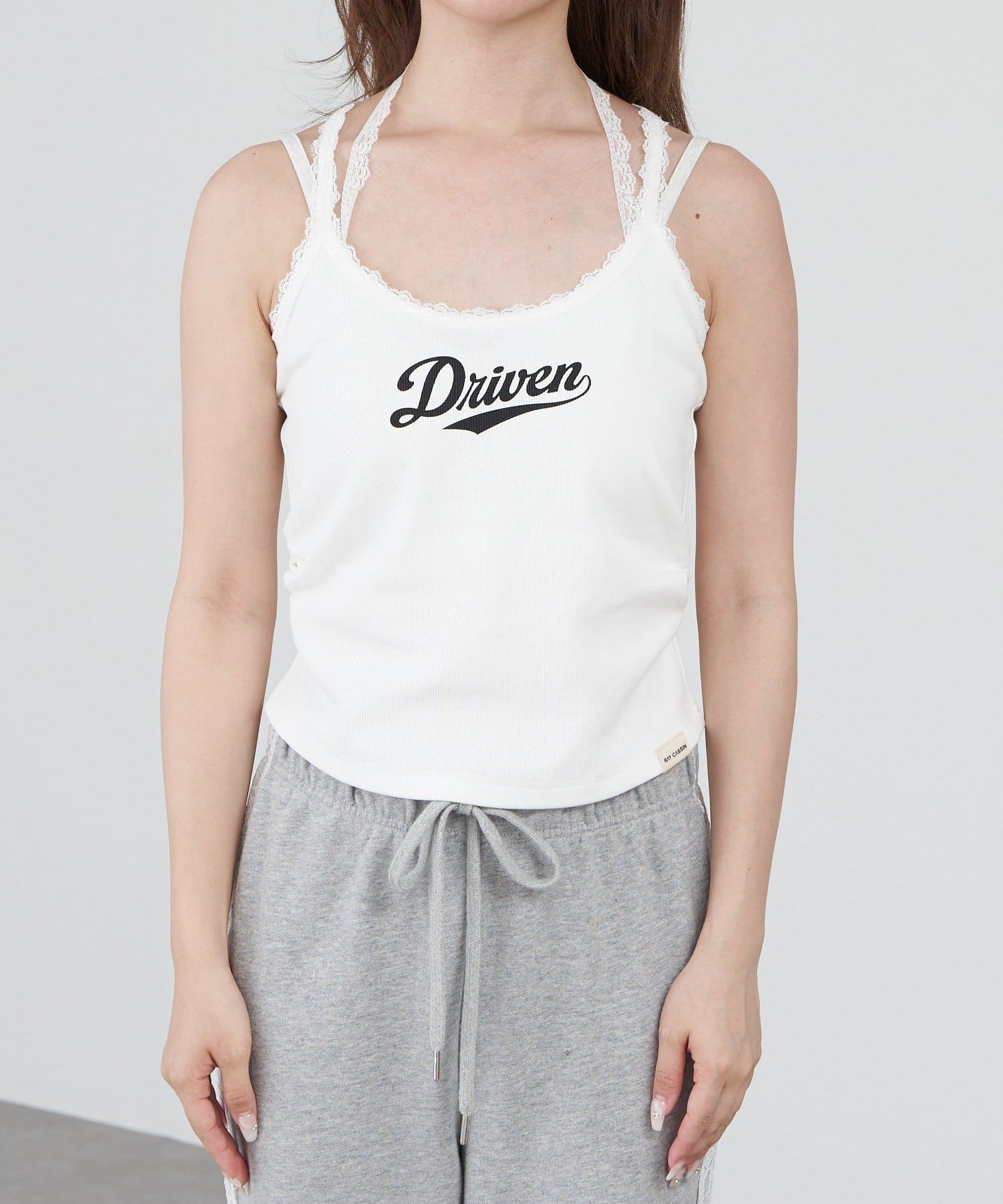 OUTLET(アウトレット) 【RAY CASSIN】レオパードパット付レースロゴレイヤードキャミ