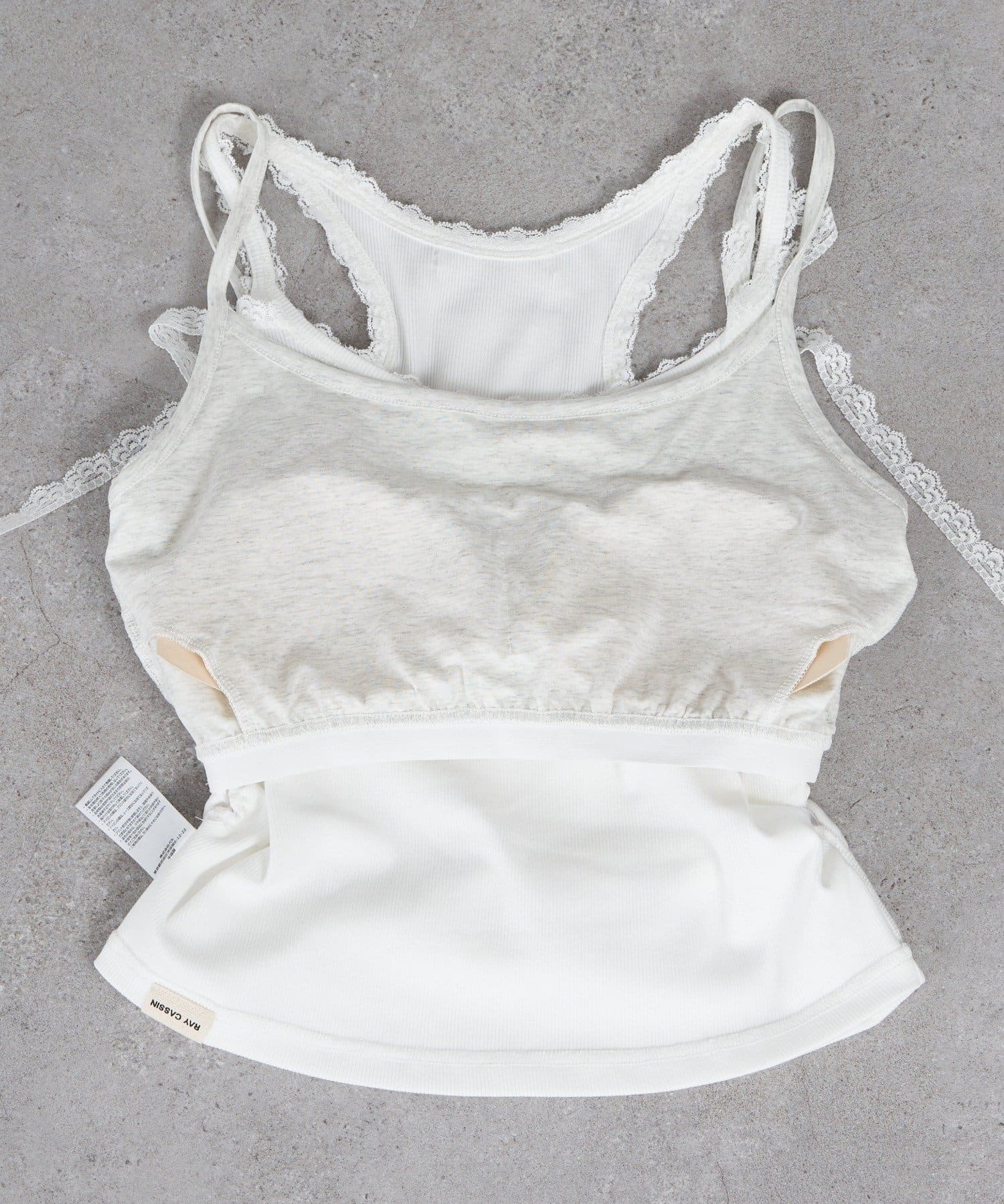 OUTLET(アウトレット) 【RAY CASSIN】レオパードパット付レースロゴレイヤードキャミ