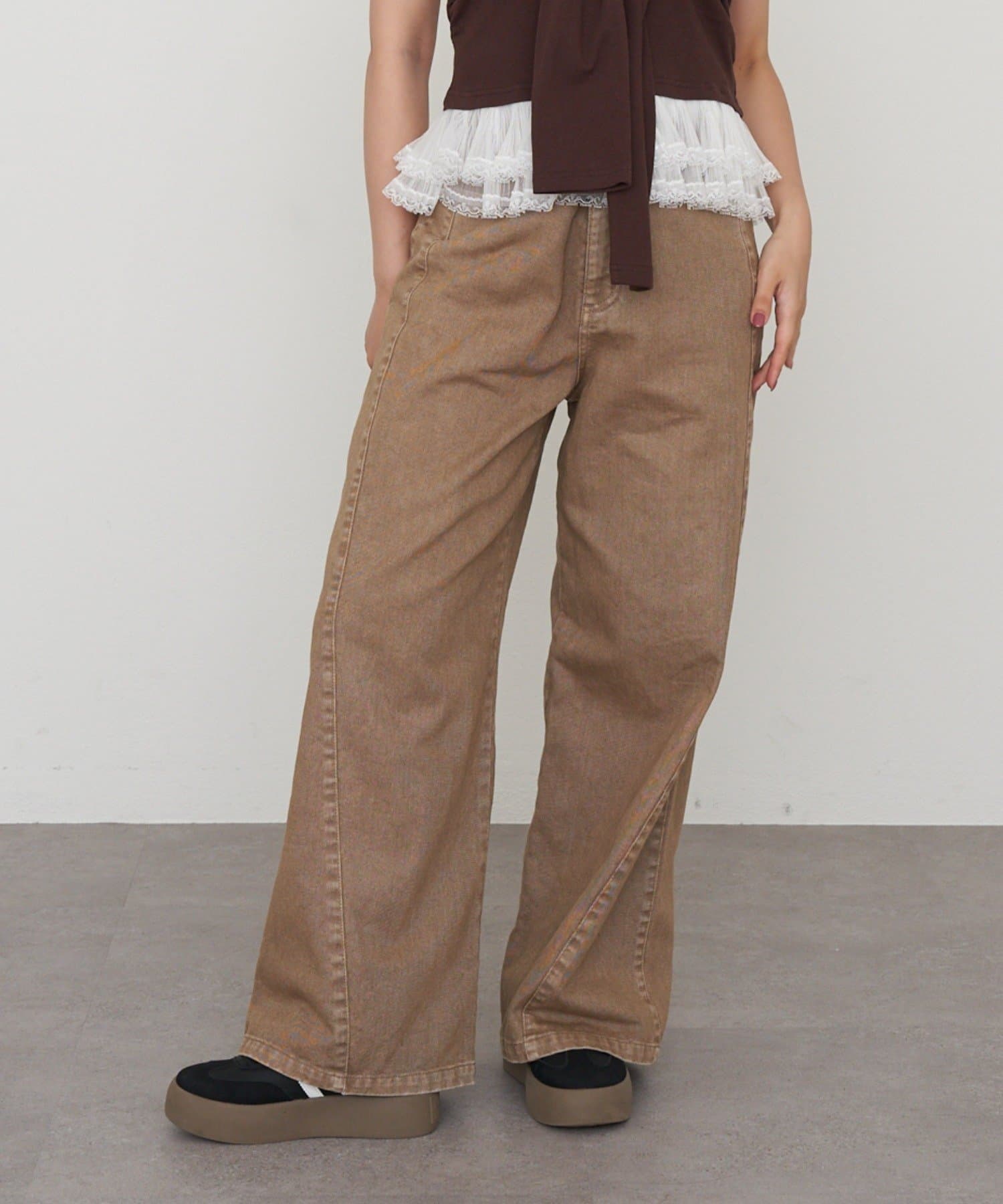 OUTLET(アウトレット) 【RAY CASSIN】サイド切替ワイドデニムパンツ