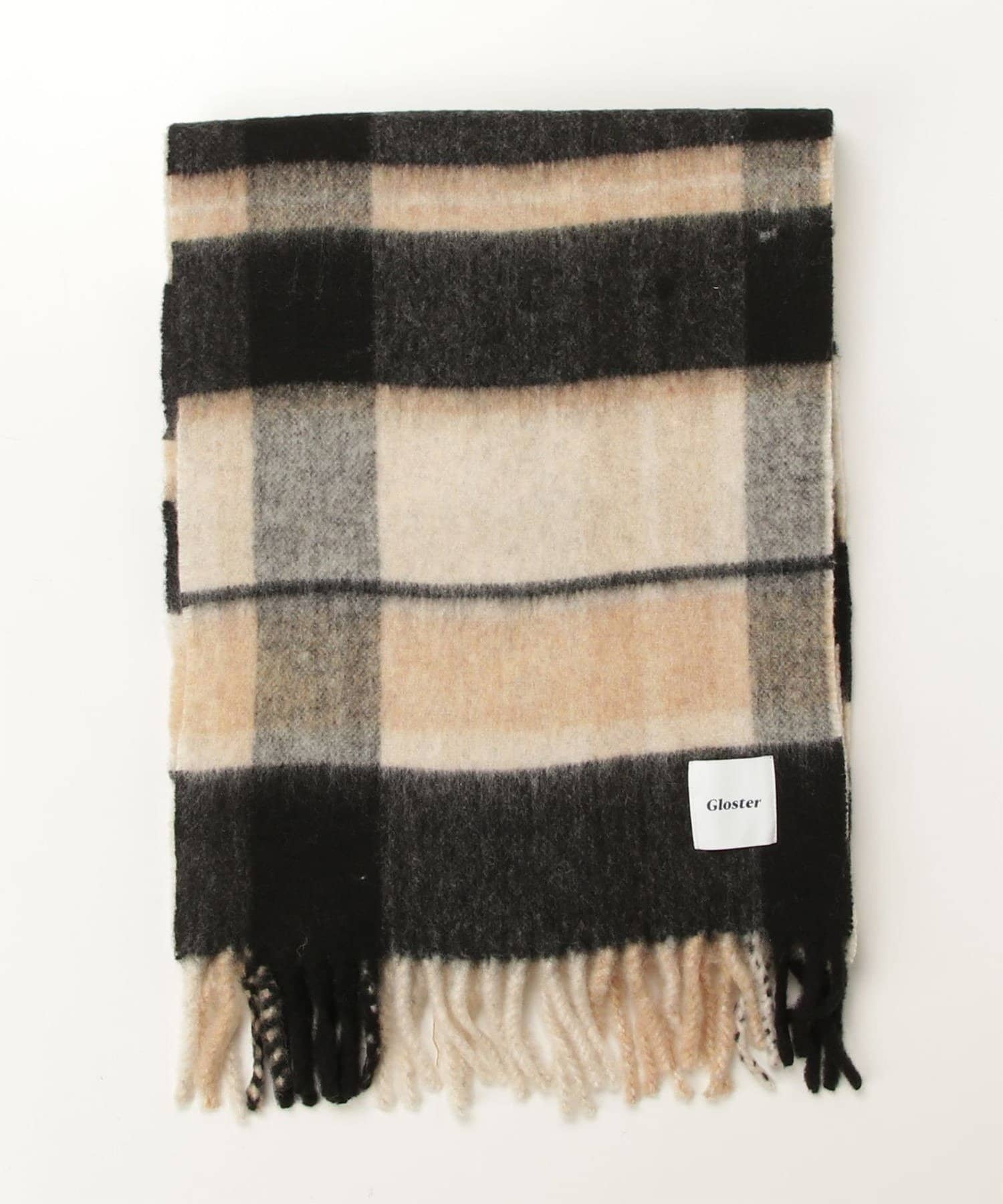 FREDY & GLOSTER(フレディ アンド グロスター) ウール混ブークレ 大判チェックマフラー