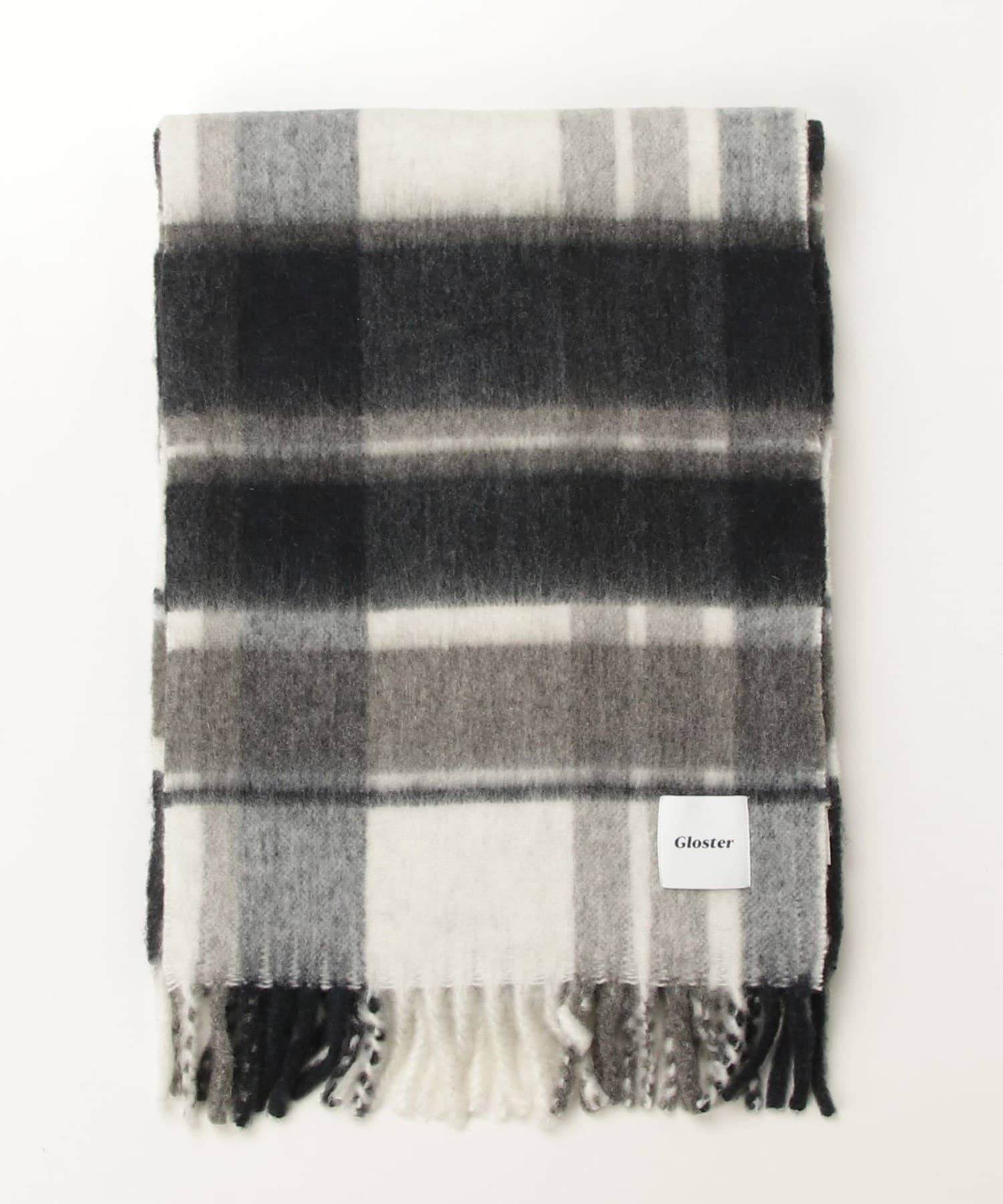 FREDY & GLOSTER(フレディ アンド グロスター) ウール混ブークレ 大判チェックマフラー