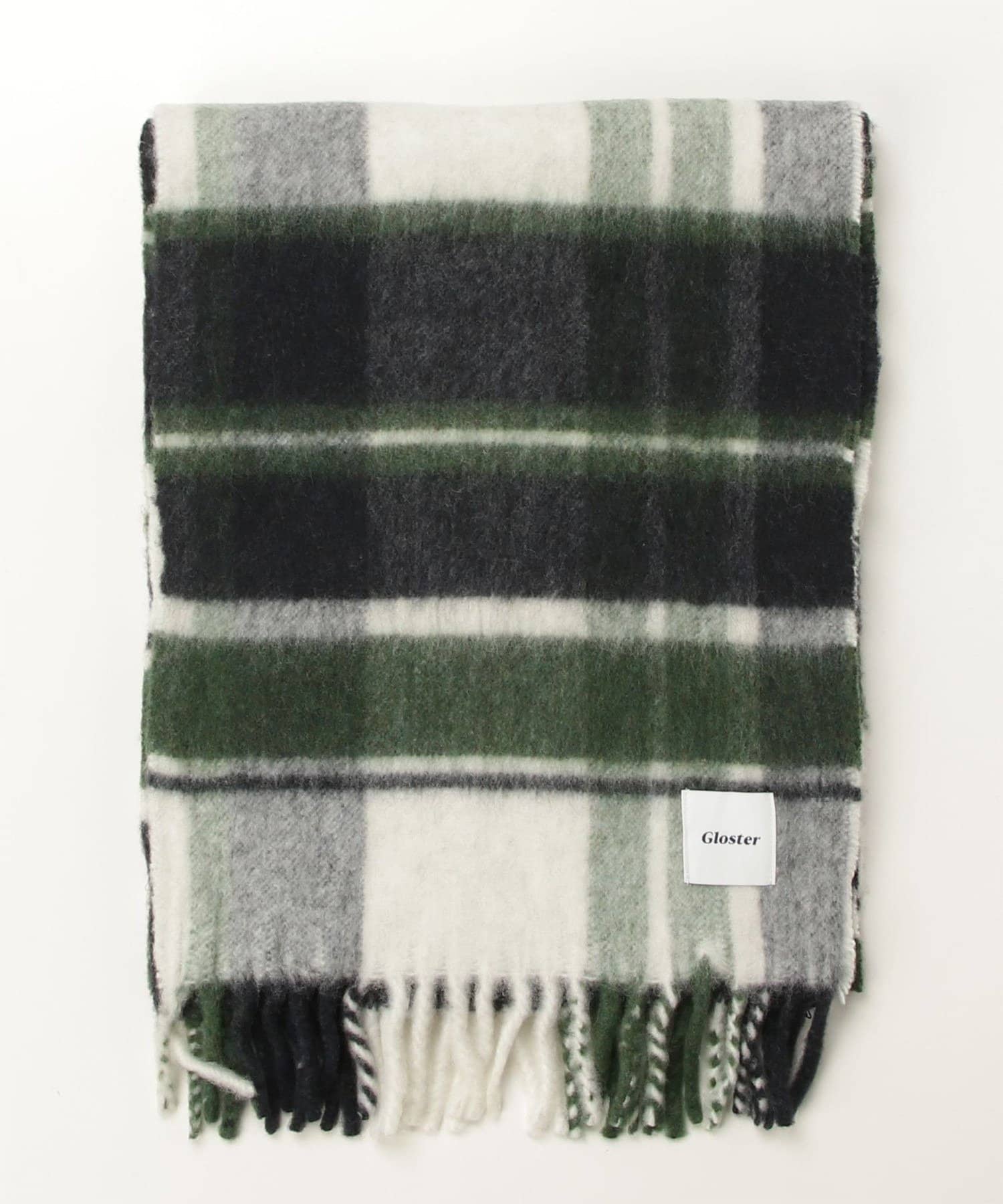 FREDY & GLOSTER(フレディ アンド グロスター) ウール混ブークレ 大判チェックマフラー