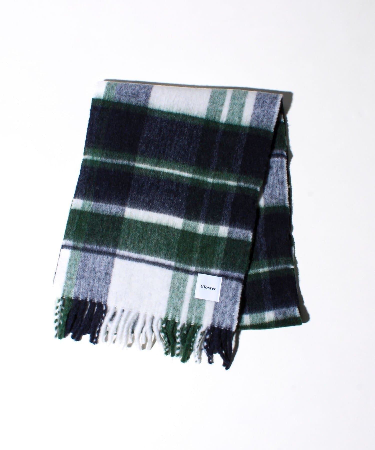 FREDY & GLOSTER(フレディ アンド グロスター) ウール混ブークレ 大判チェックマフラー