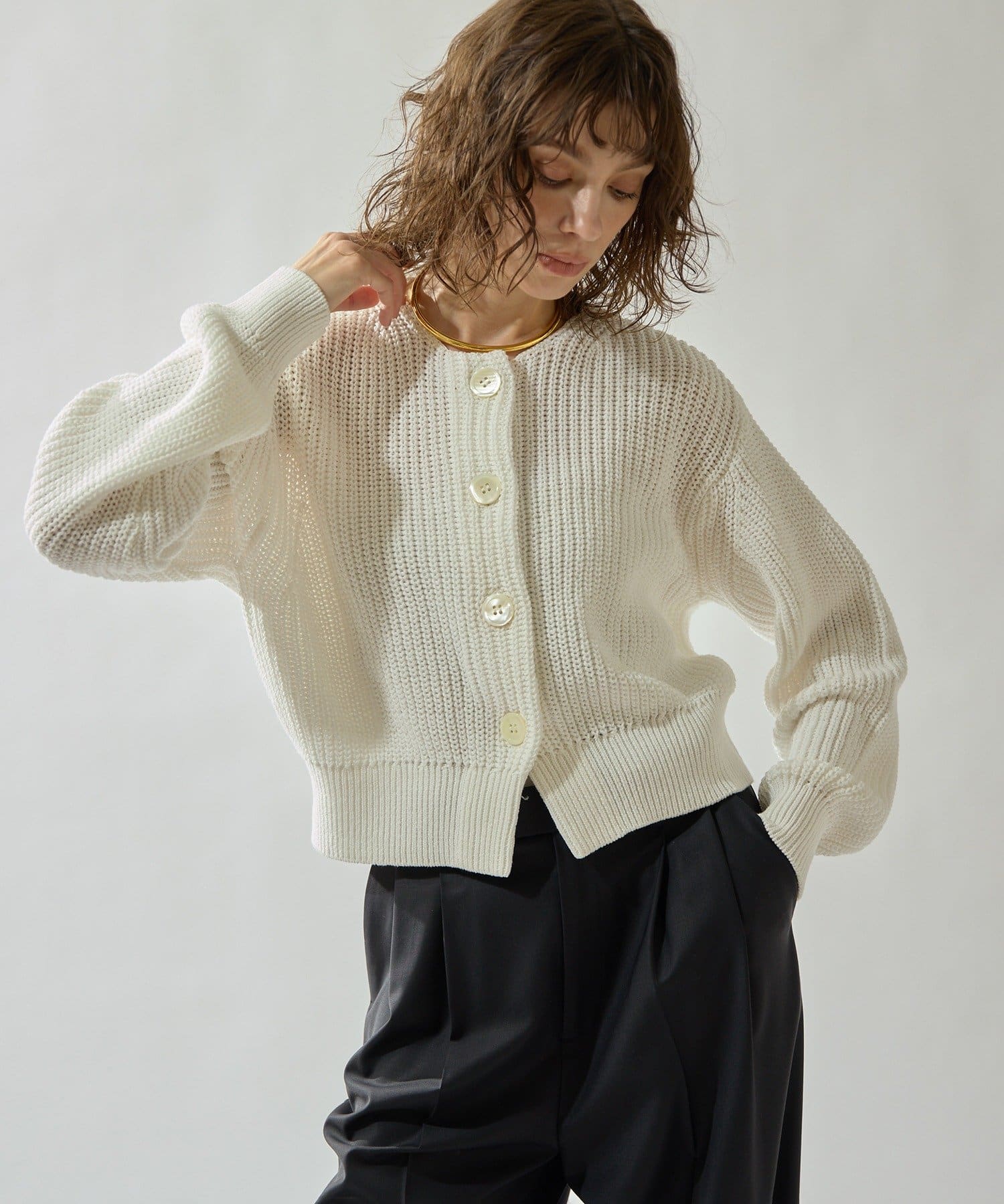 Drawing Numbers(ドローイングナンバーズ) シェルボタンカーディガン