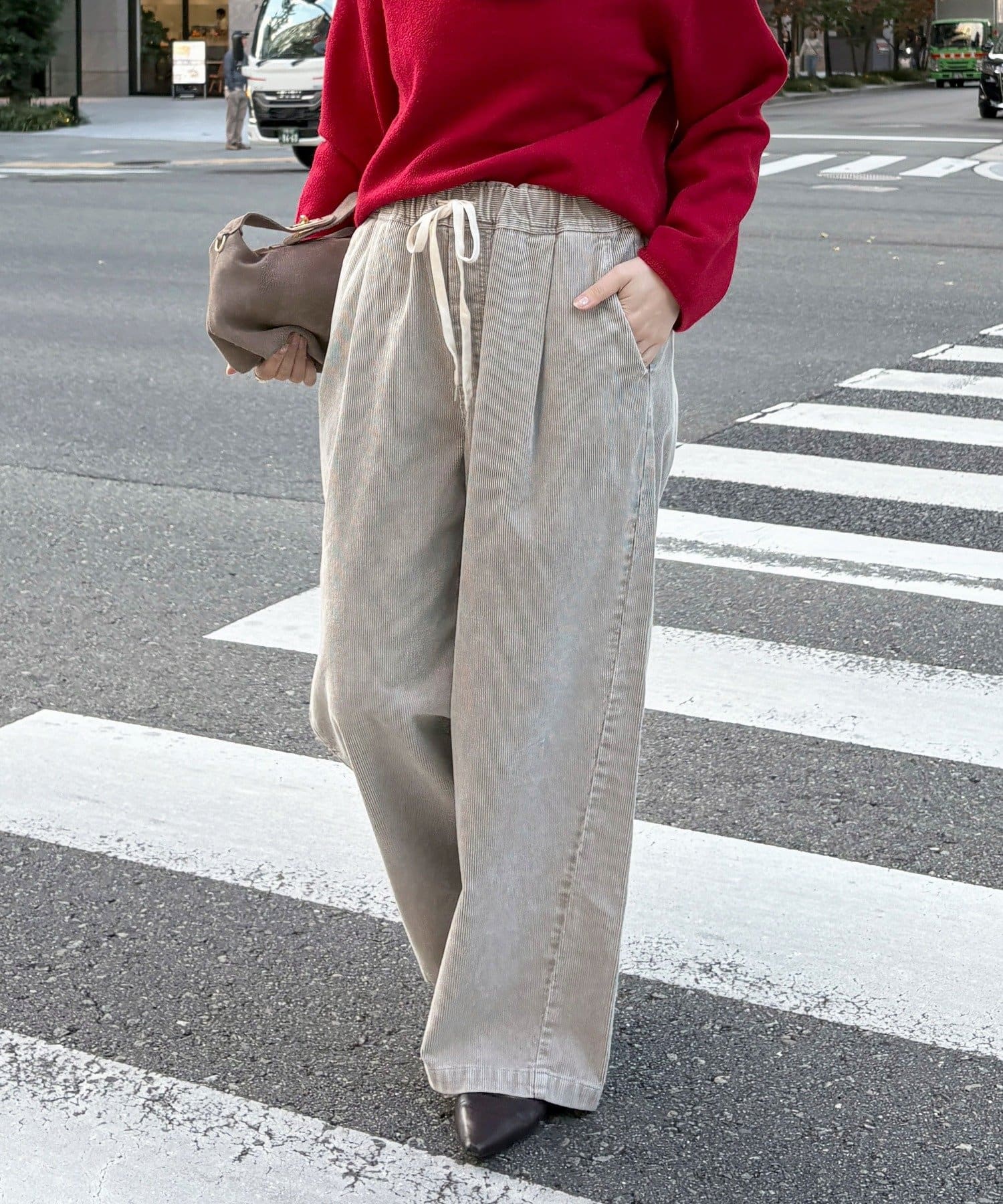 DOUDOU(ドゥドゥ) コーデュロイワイドイージーパンツ