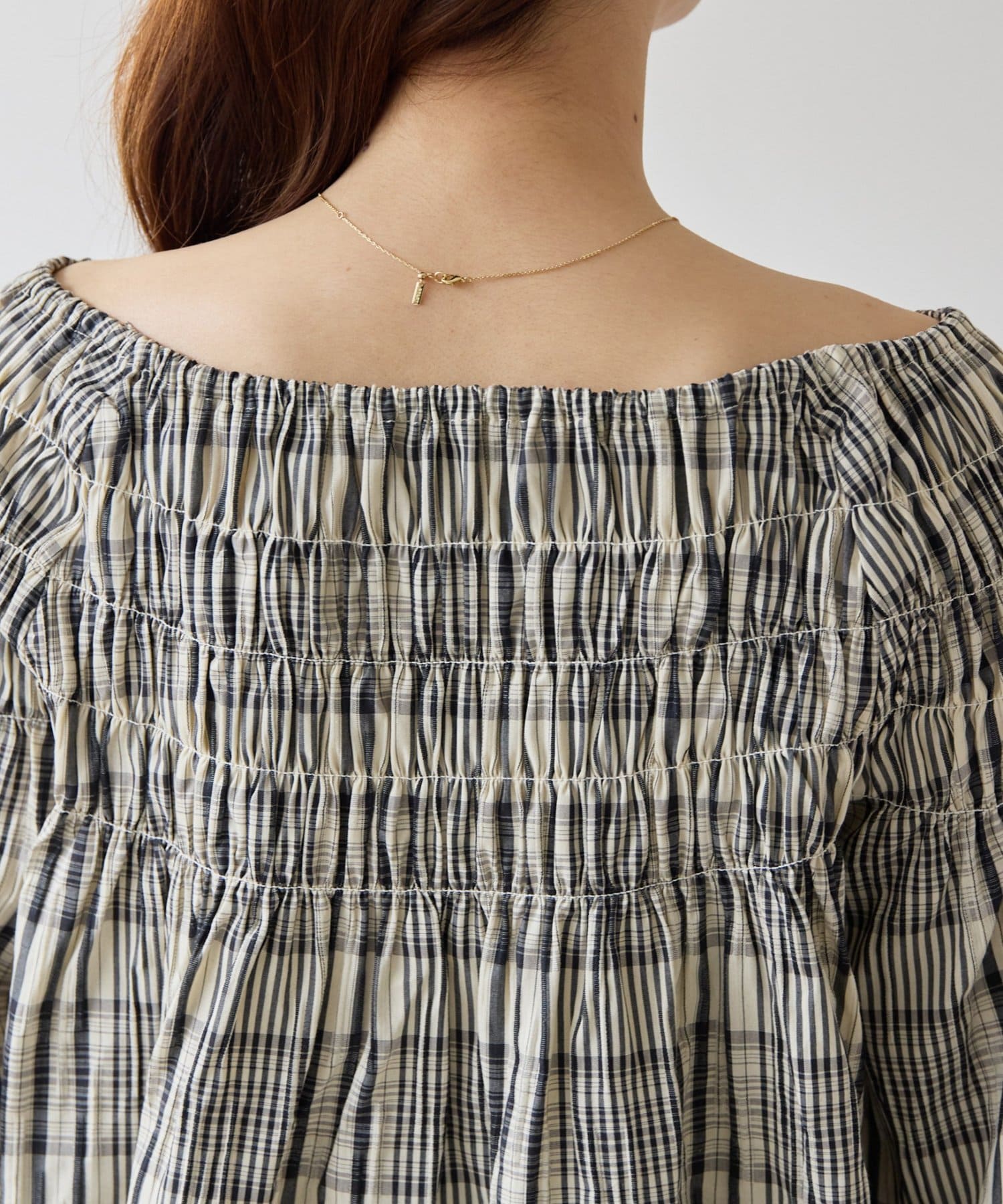 DISCOAT(ディスコート) 【SS先行予約】チェックシャーリングブラウス