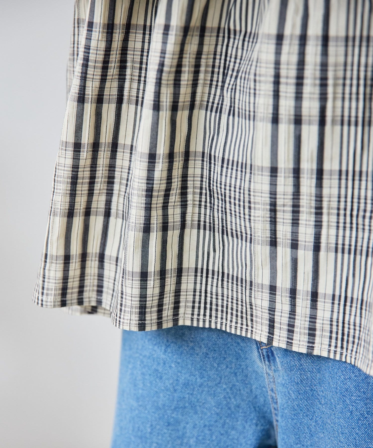 DISCOAT(ディスコート) 【SS先行予約】チェックシャーリングブラウス