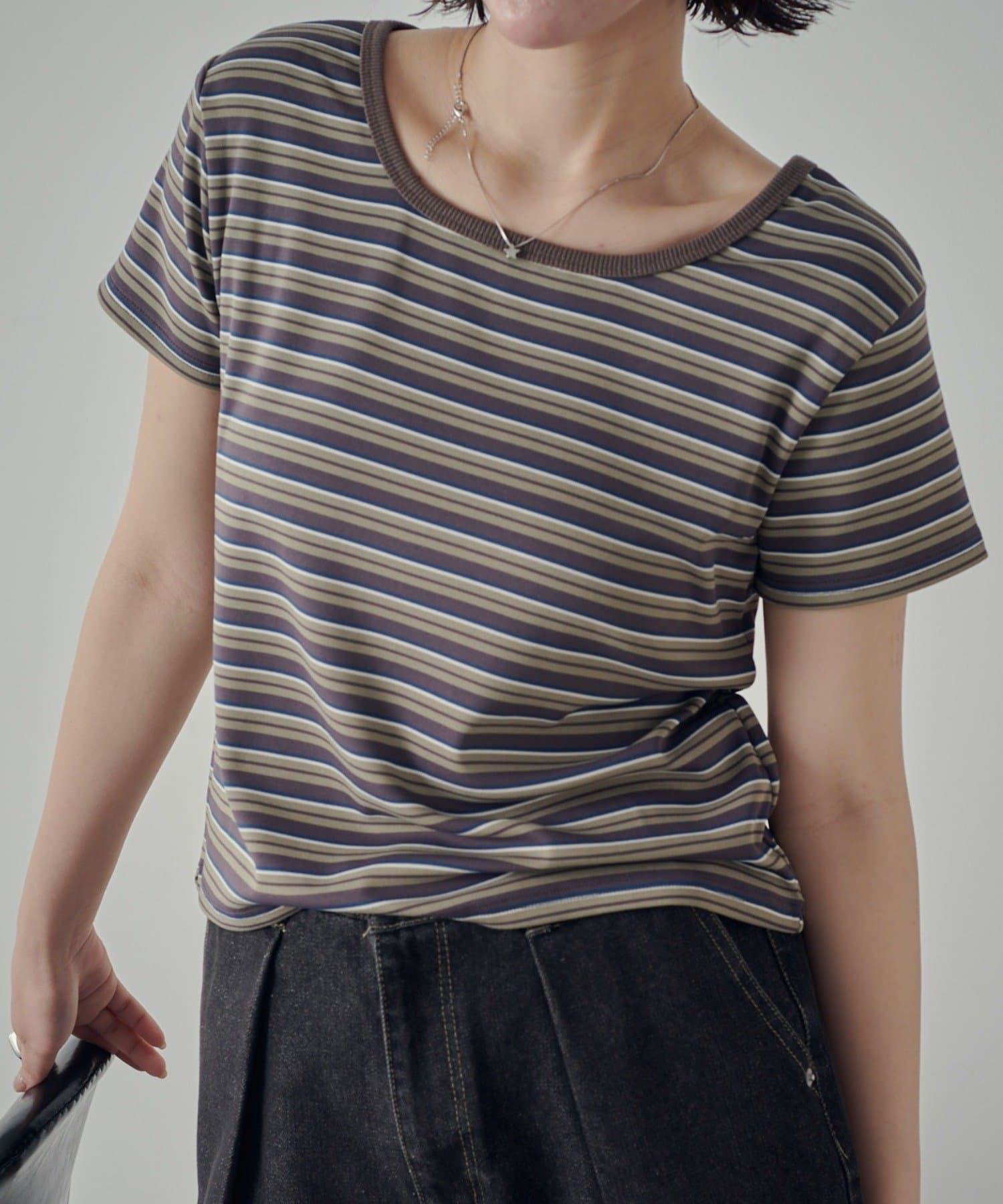 -goocy-(グーシー) マルチボーダー2WAYコンパクト半袖T