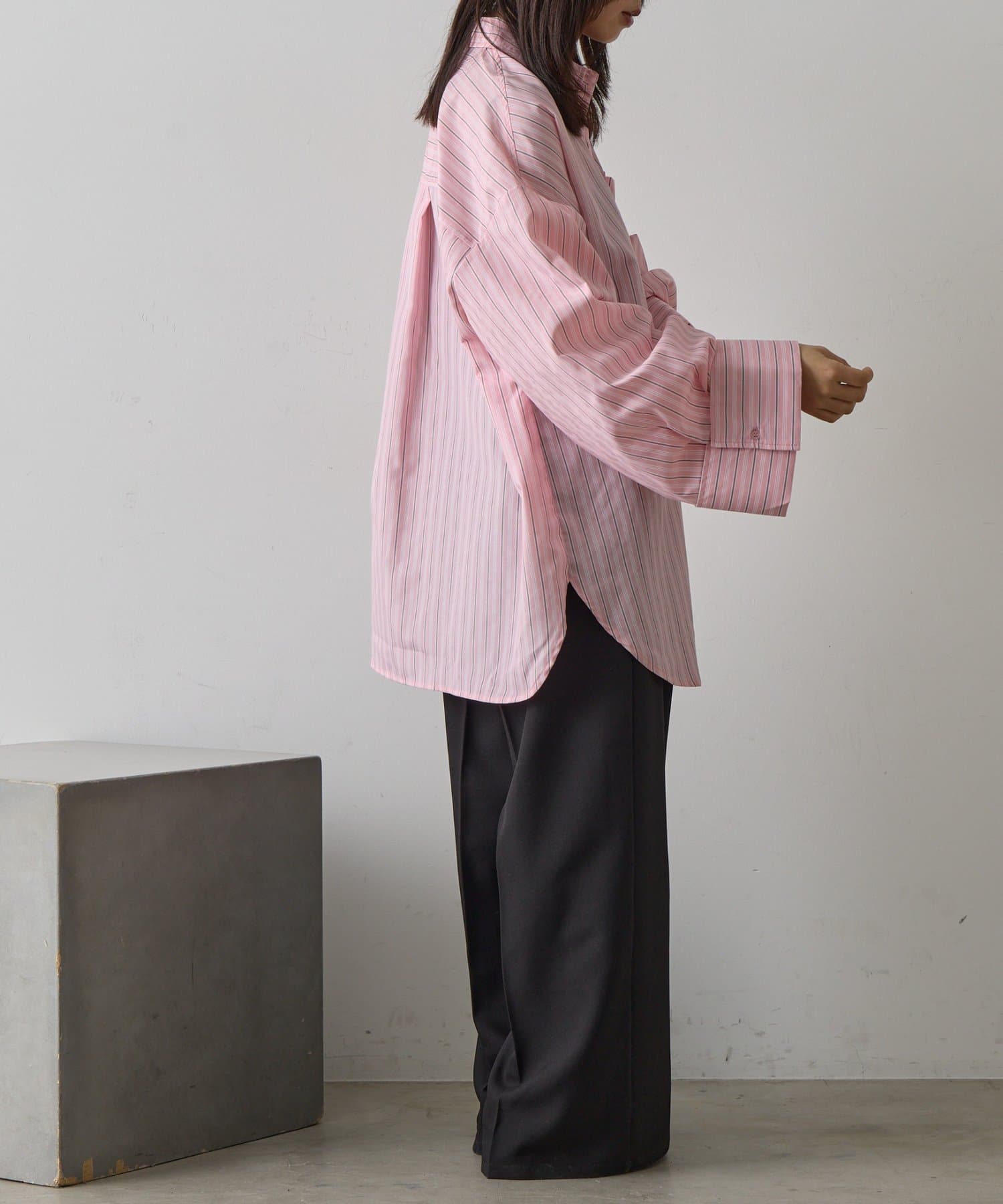 -goocy-(グーシー) ワイドスリーブストライプシャツ