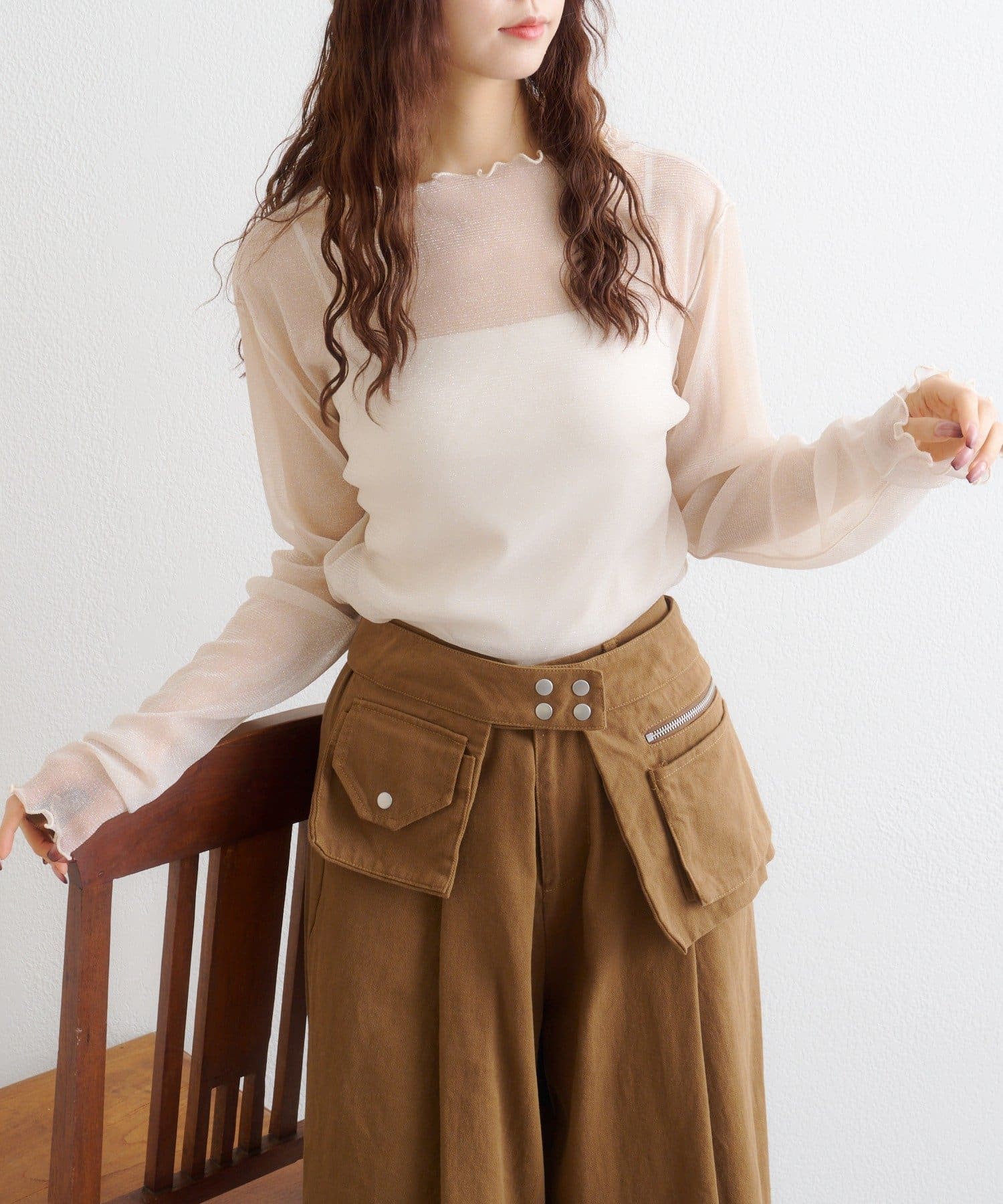 w closet(ダブルクローゼット) シアーハイネックプルオーバー