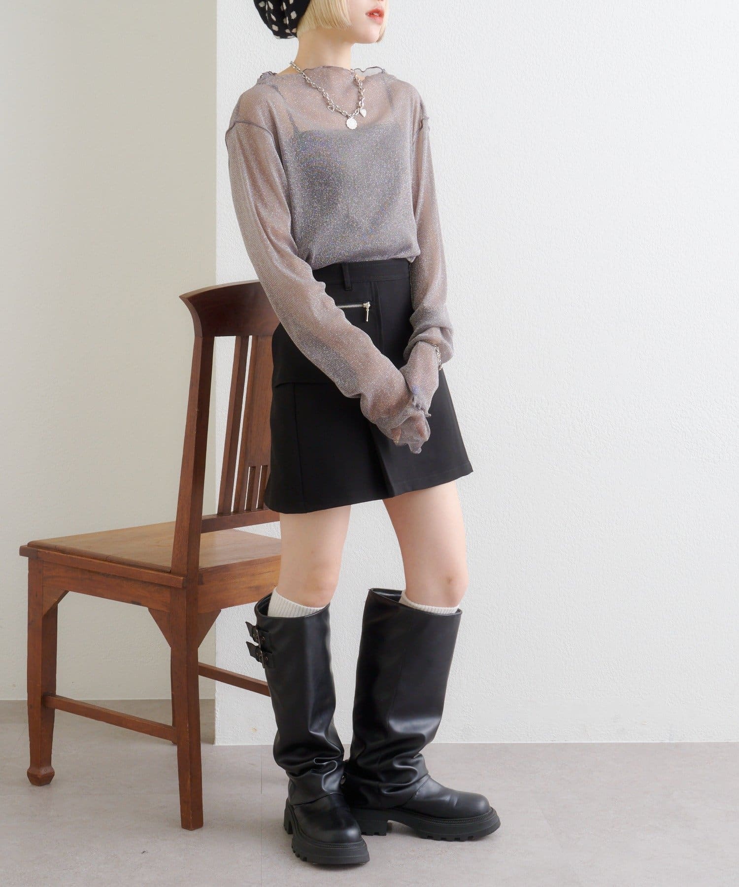 w closet(ダブルクローゼット) シアーハイネックプルオーバー