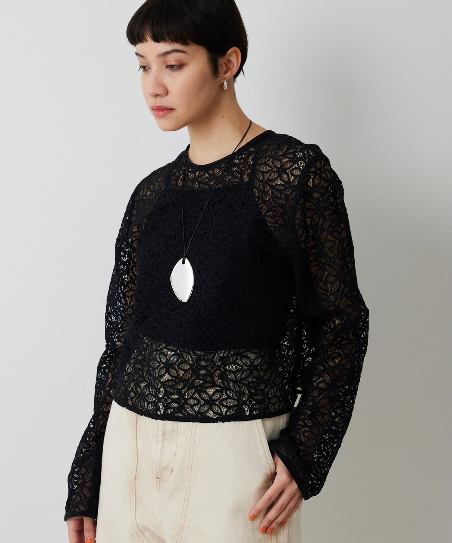 Whim Gazette(ウィム ガゼット) 【THE PAUSE】ボタニカルレースブラウス