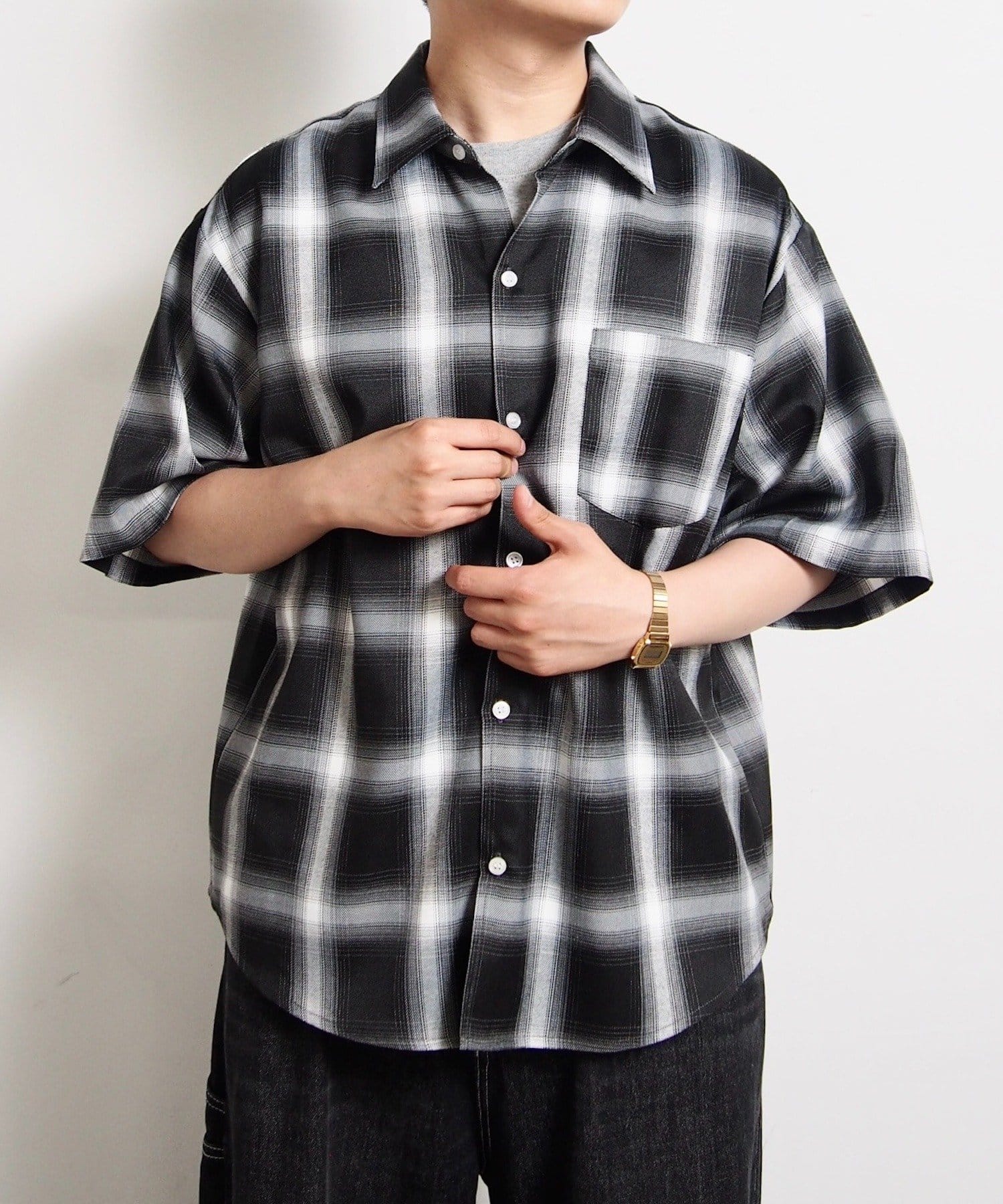 OUTLET(アウトレット) 【WHO'S WHO gallery】オンブレチェック半袖シャツ