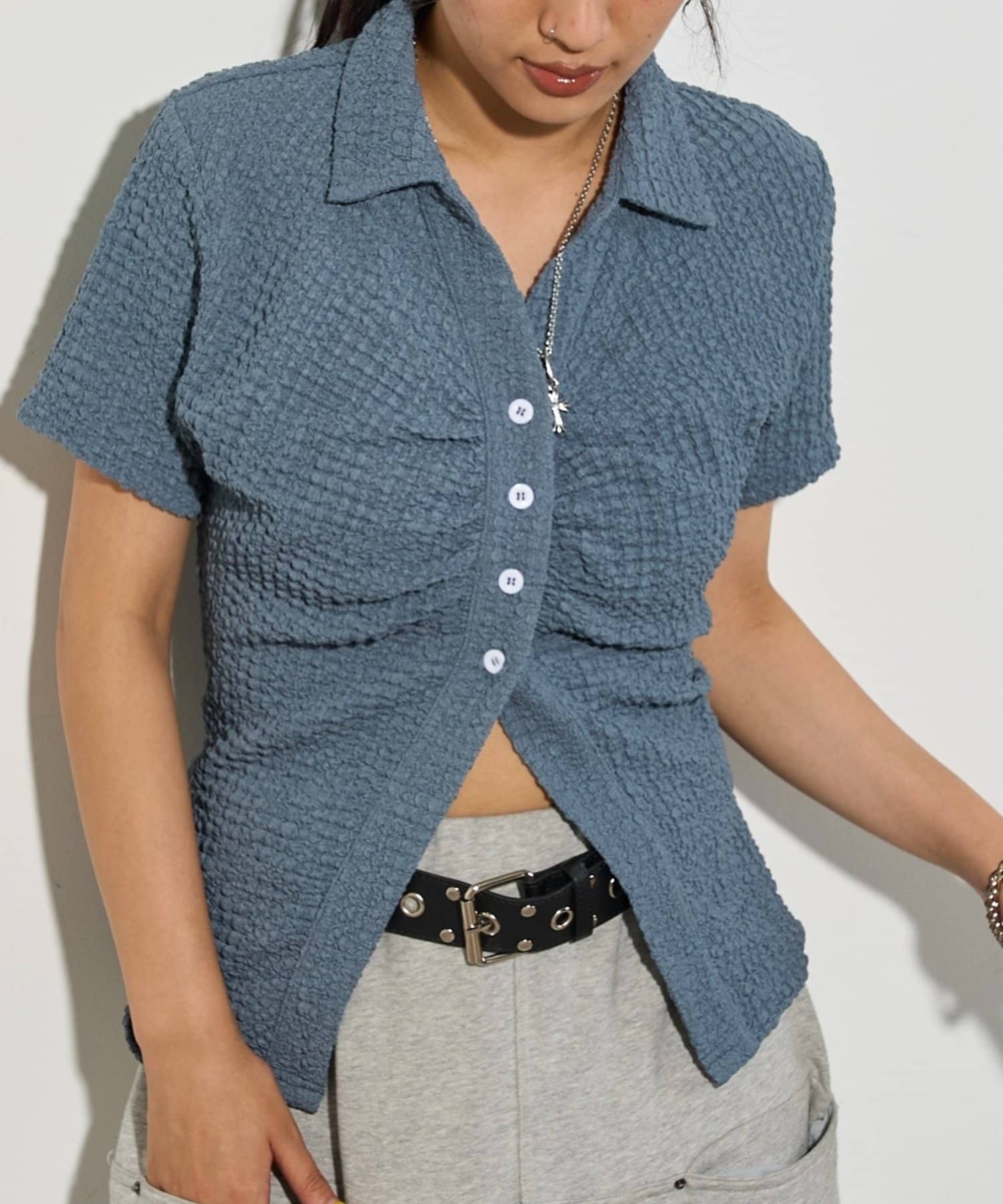 OUTLET(アウトレット) 【WHO'S WHO gallery】ポコポコギャザーシャツ