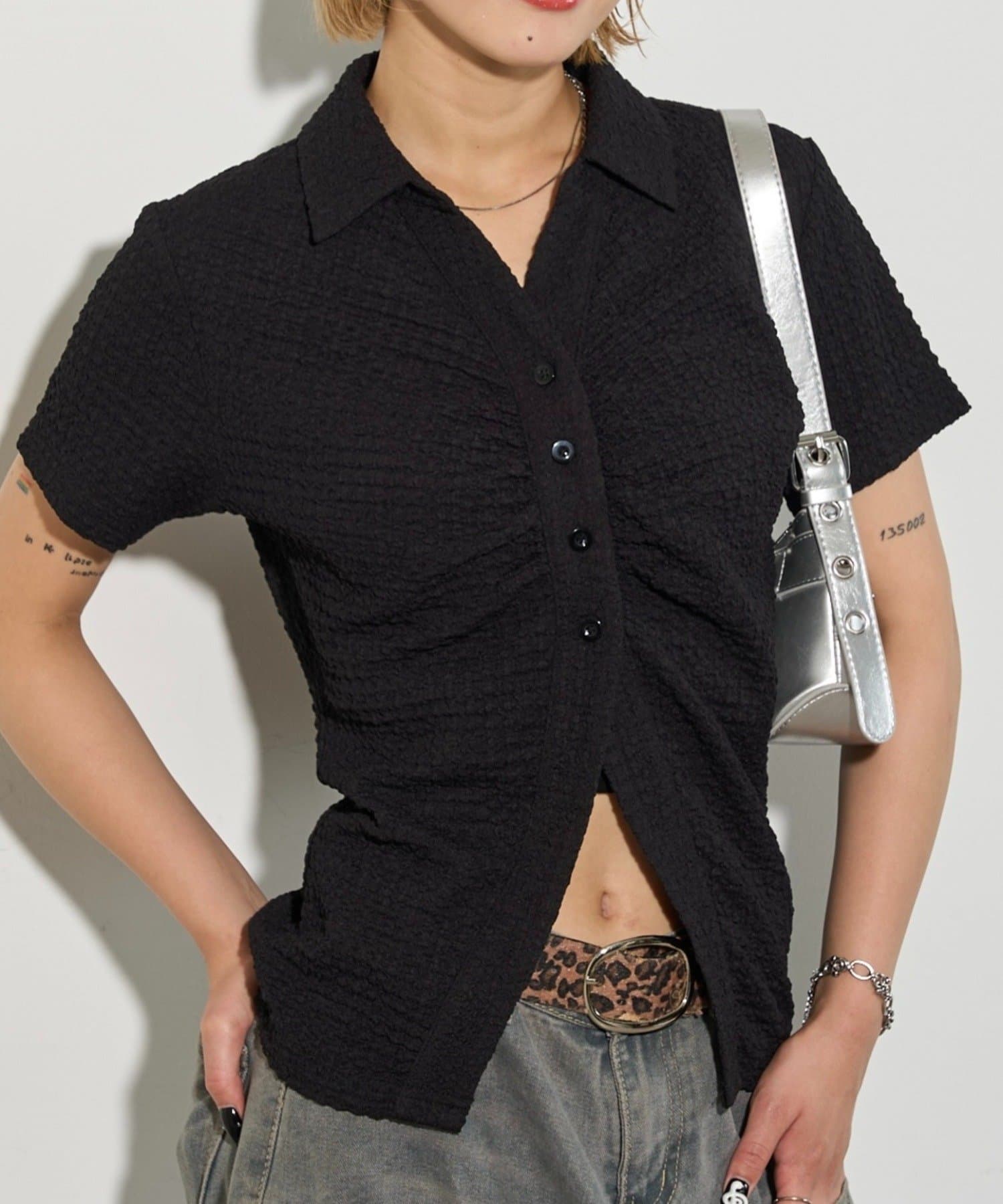 OUTLET(アウトレット) 【WHO'S WHO gallery】ポコポコギャザーシャツ