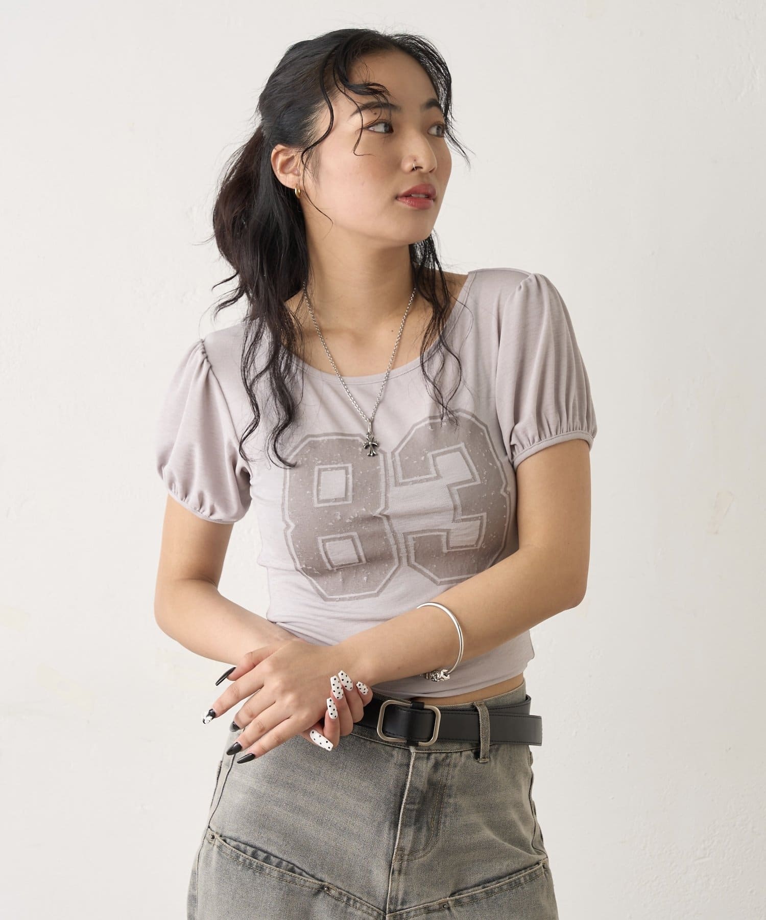 OUTLET(アウトレット) 【WHO'S WHO gallery】ナンバリングパフスリーブTEE