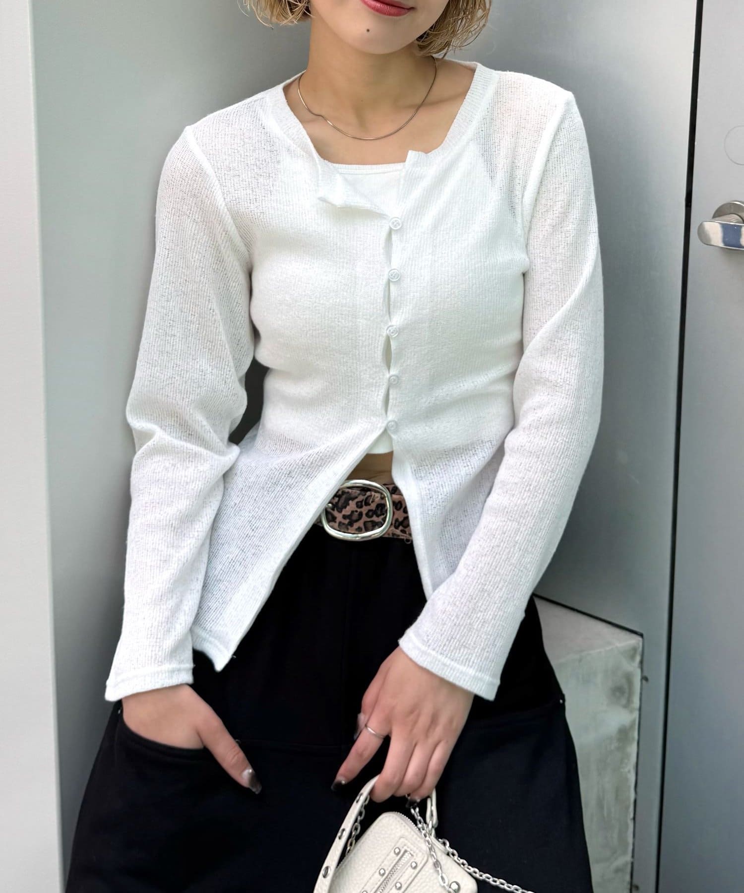 OUTLET(アウトレット) 【WHO'S WHO gallery】シアーナローカーディガン