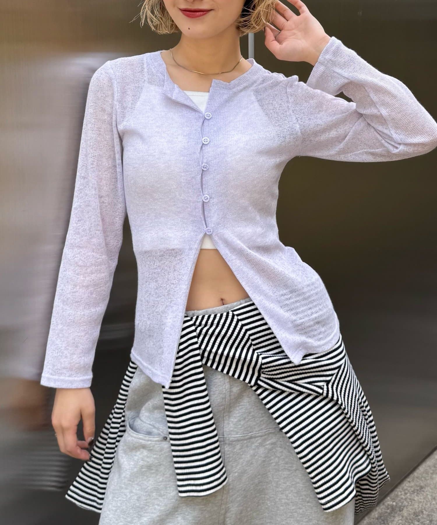 OUTLET(アウトレット) 【WHO'S WHO gallery】シアーナローカーディガン