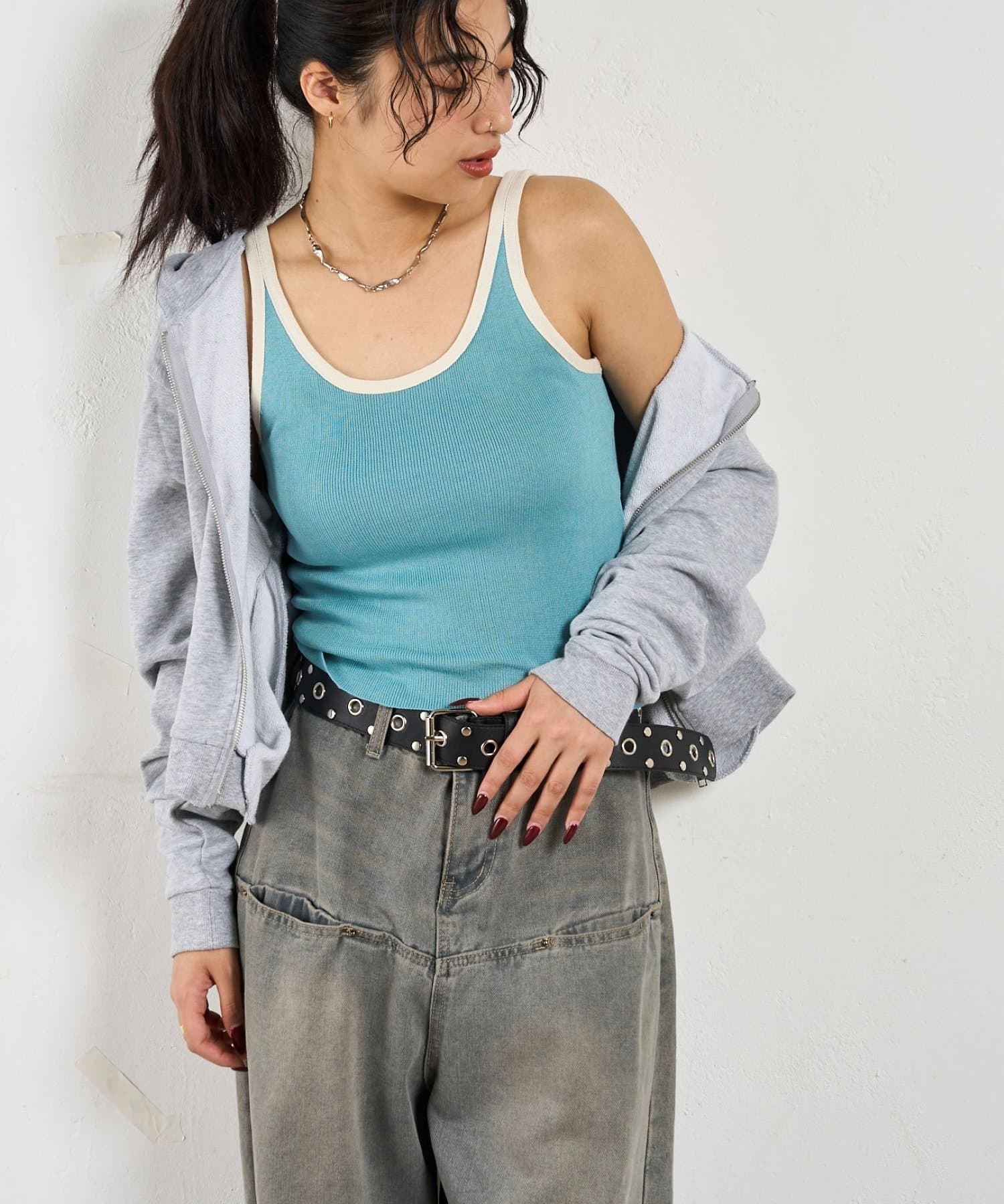 OUTLET(アウトレット) 【WHO'S WHO gallery】パイピングニットキャミソール / 6色展開