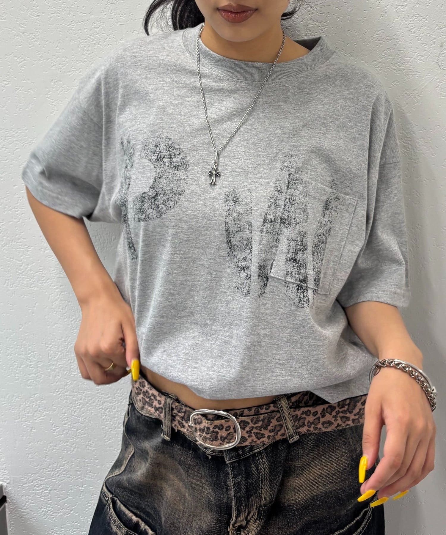 OUTLET(アウトレット) 【WHO'S WHO gallery】PWステンシルプリントポケットTEE