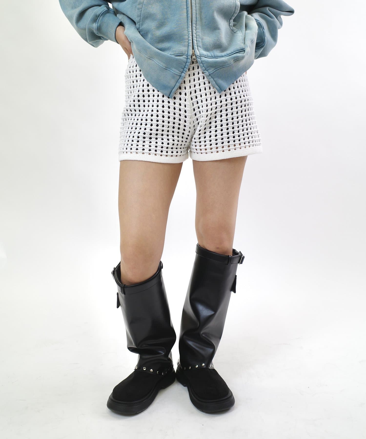 OUTLET(アウトレット) 【WHO'S WHO gallery】透かし編みニットショートパンツ