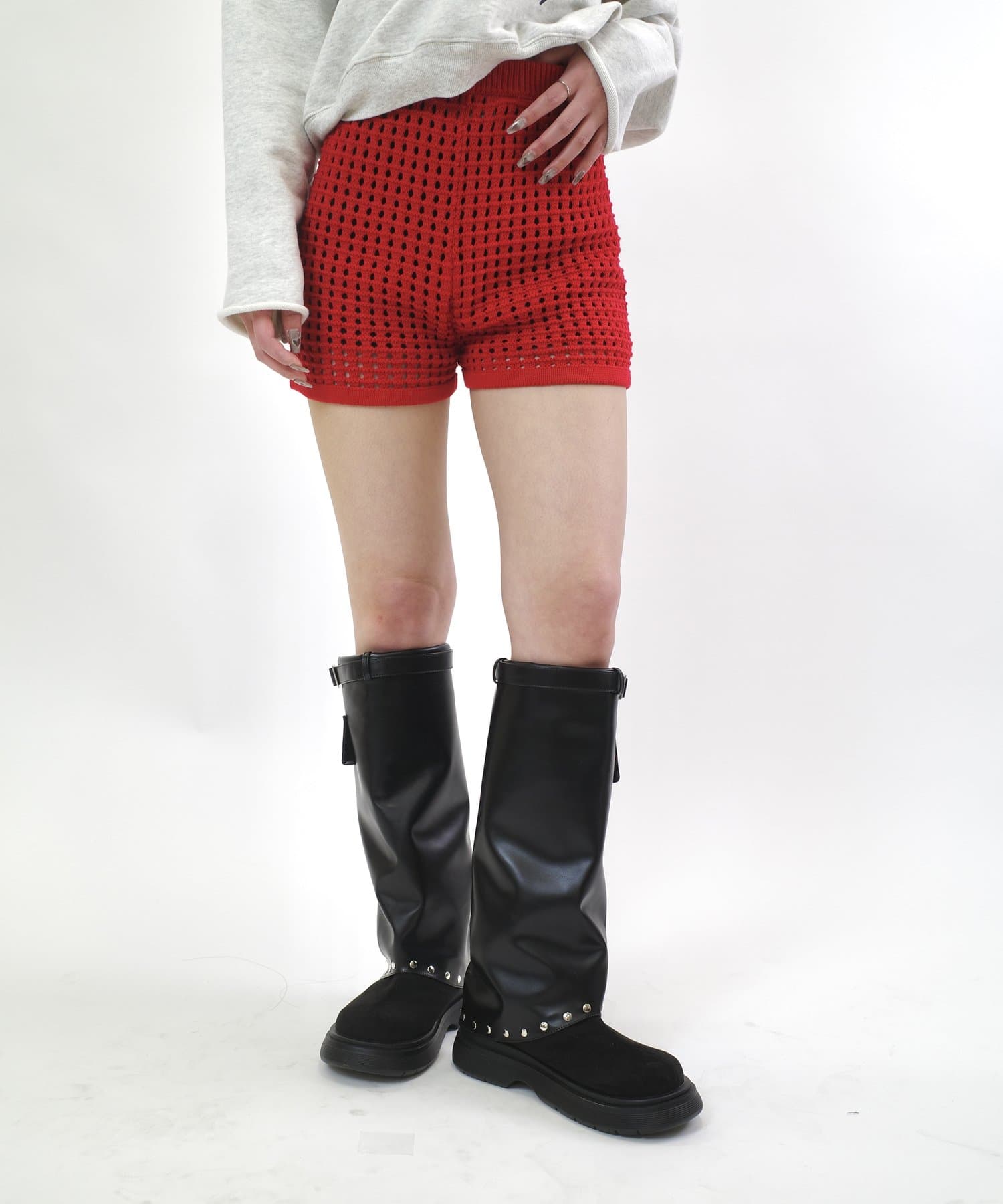 OUTLET(アウトレット) 【WHO'S WHO gallery】透かし編みニットショートパンツ