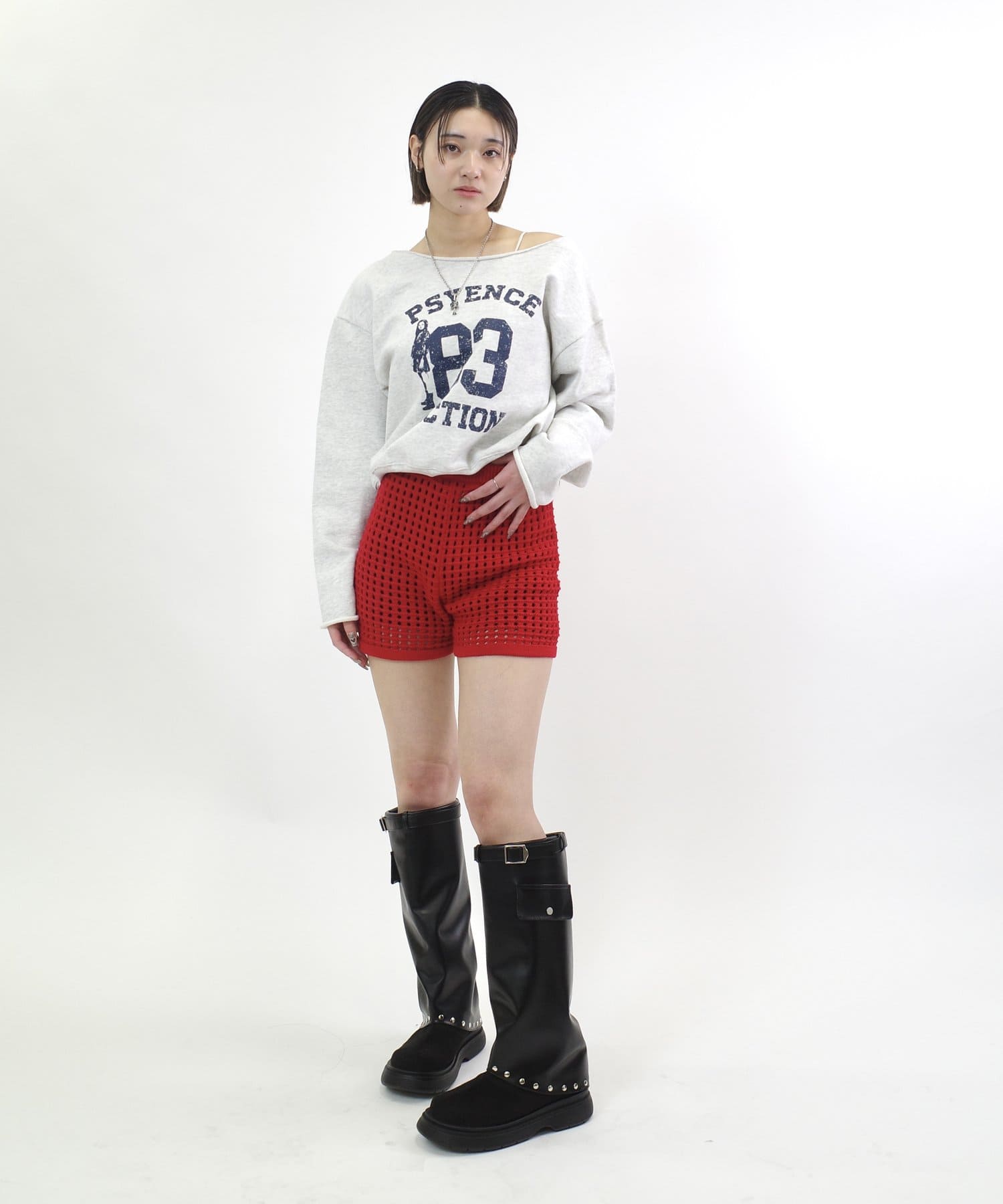 OUTLET(アウトレット) 【WHO'S WHO gallery】透かし編みニットショートパンツ