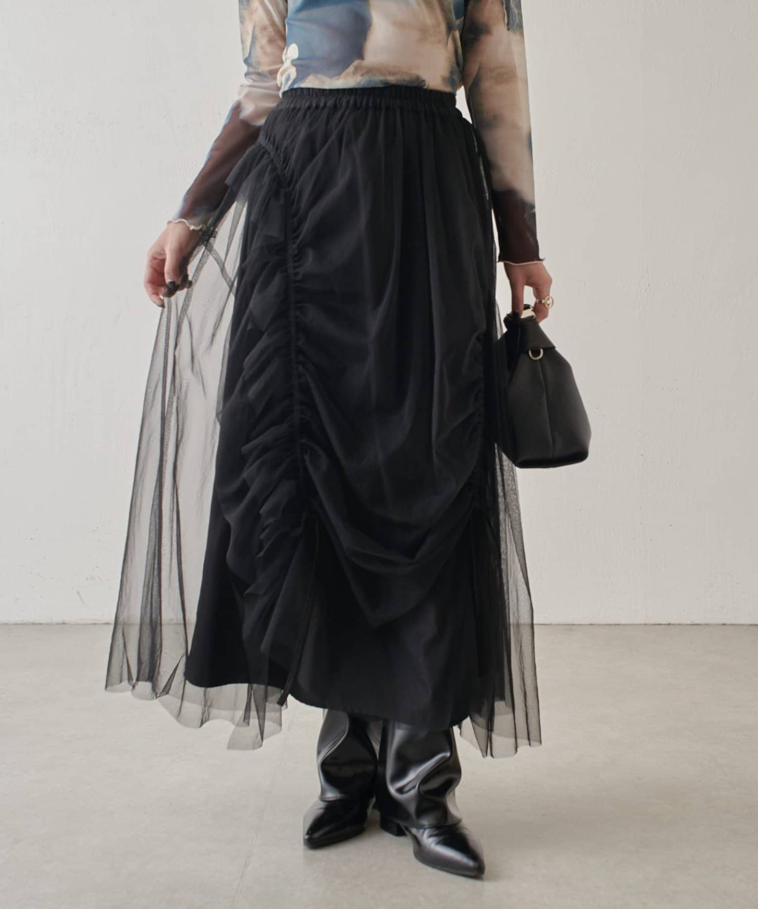 OUTLET(アウトレット) 【Lui's】チュールギャザースカート