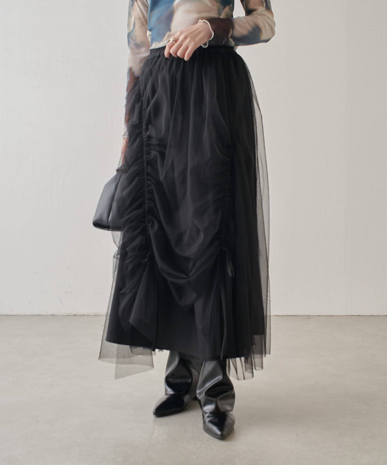 OUTLET(アウトレット) 【Lui's】チュールギャザースカート