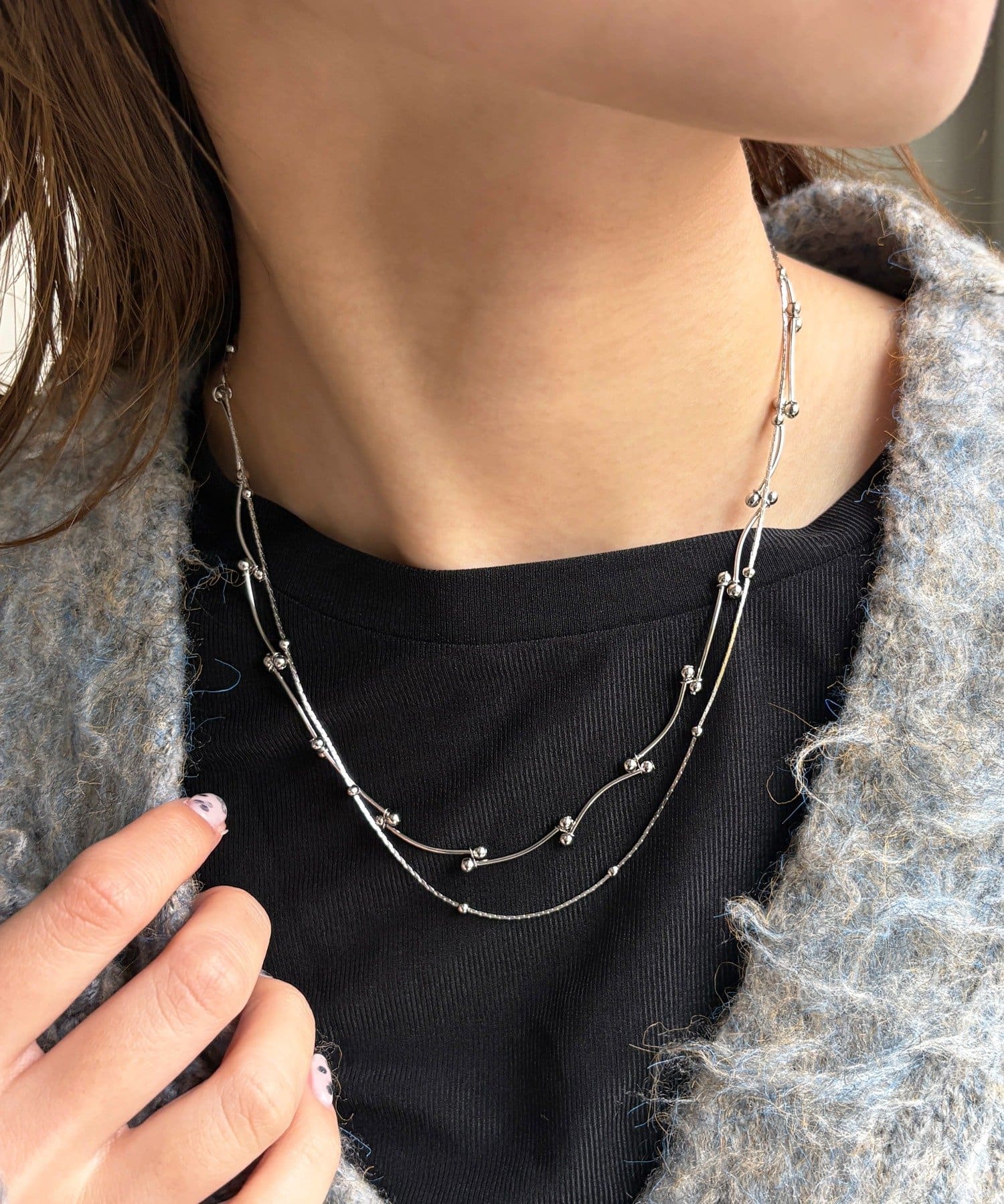 Lattice(ラティス) 華奢チェーンネックレスセット(2P)