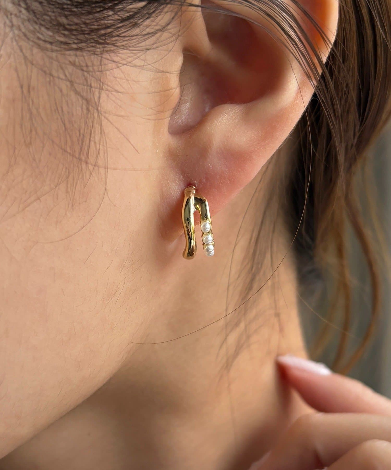 Lattice(ラティス) パールフープピアス