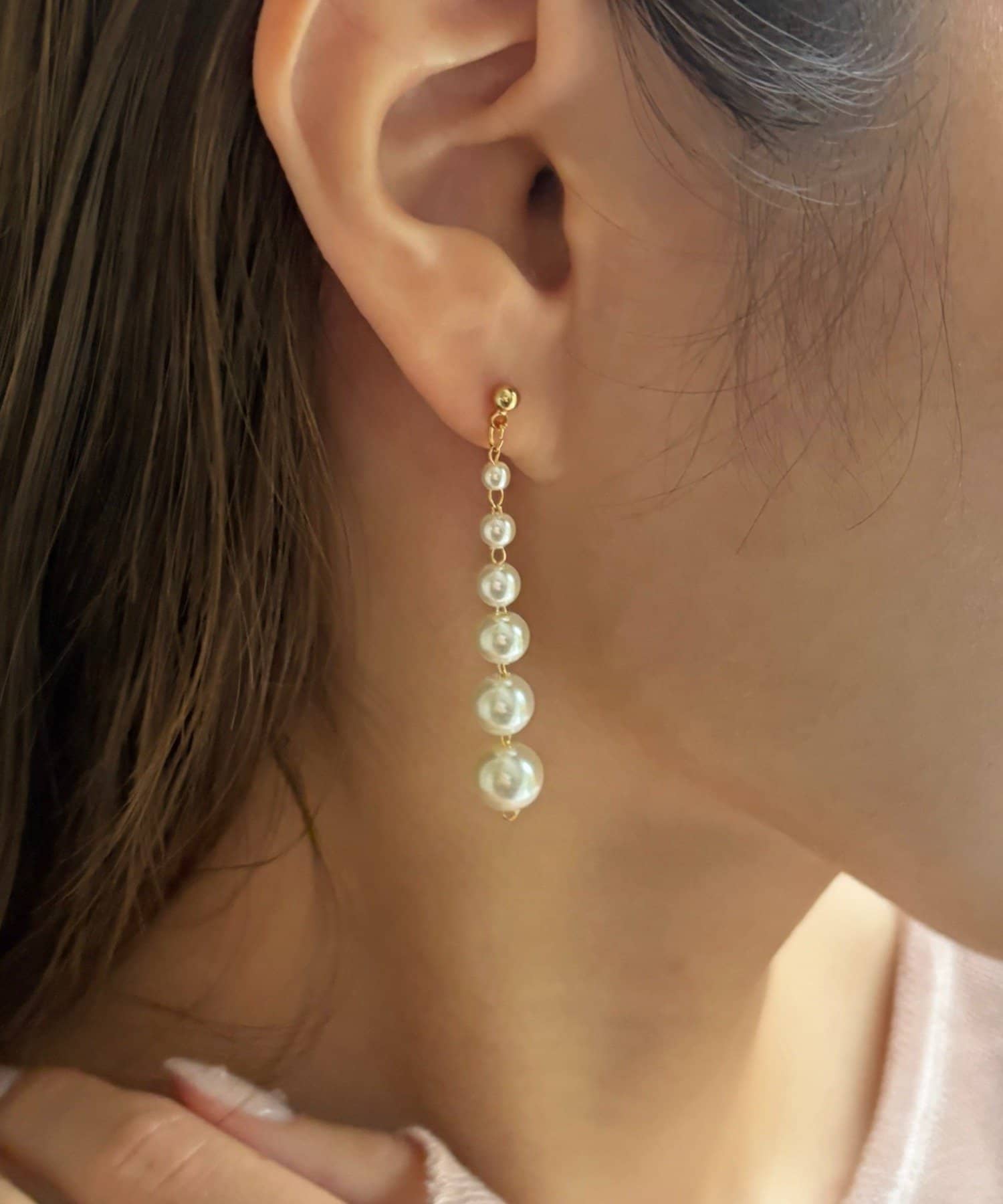 Lattice(ラティス) パールロングピアス