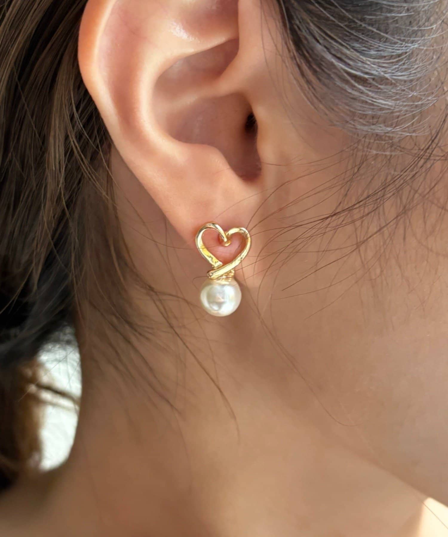 Lattice(ラティス) ハートパールピアス