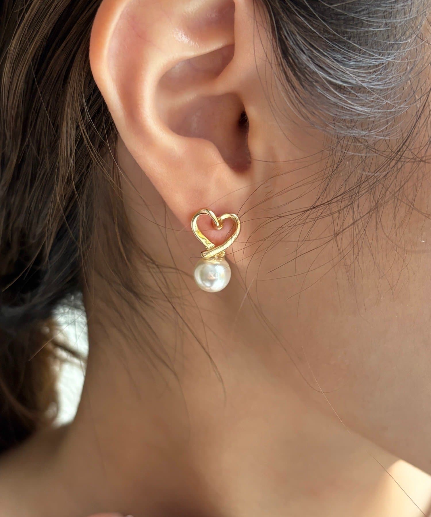 Lattice(ラティス) ハートパールピアス