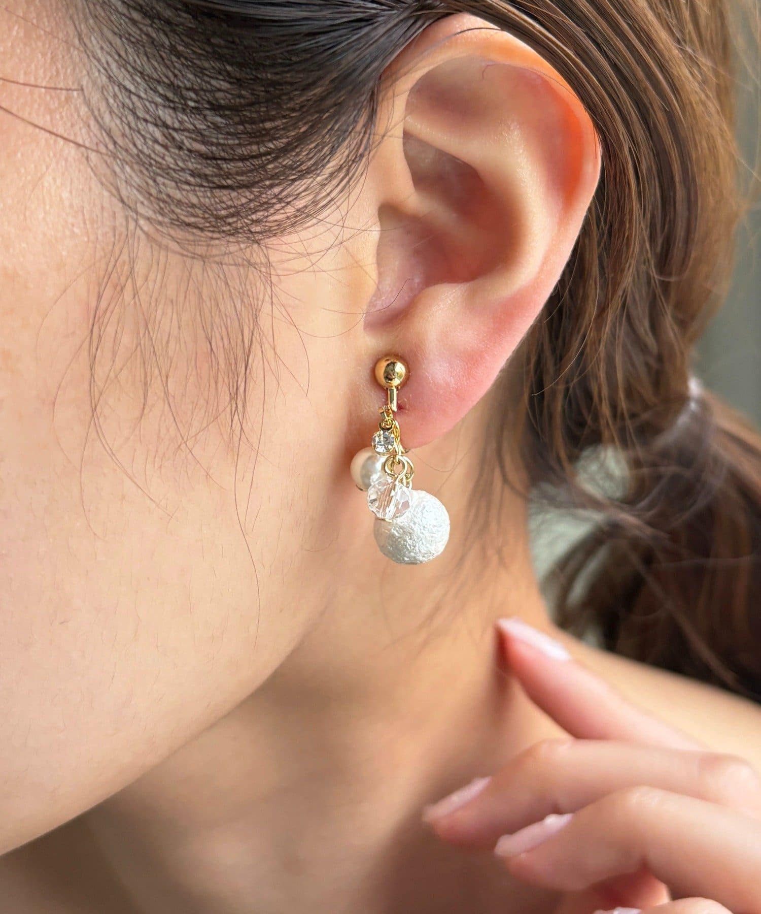 Lattice(ラティス) コットンパールイヤリング