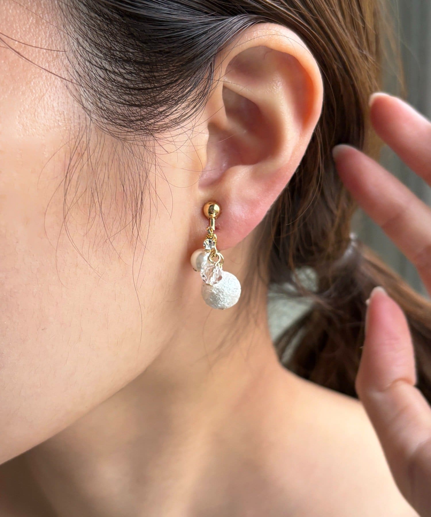 Lattice(ラティス) コットンパールイヤリング