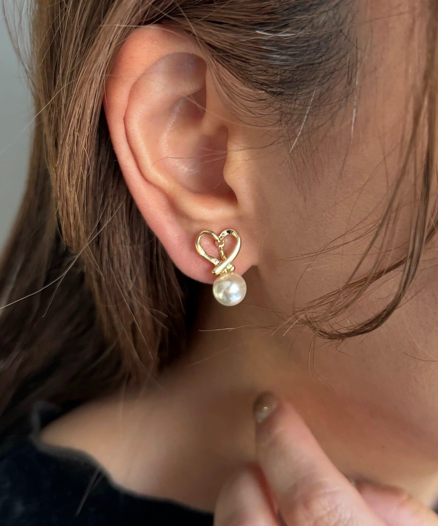 Lattice(ラティス) ハートパールイヤリング