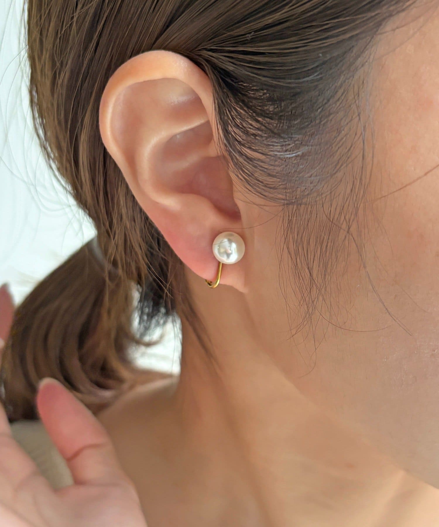 Lattice(ラティス) ＜ステンレス＞パールイヤリング