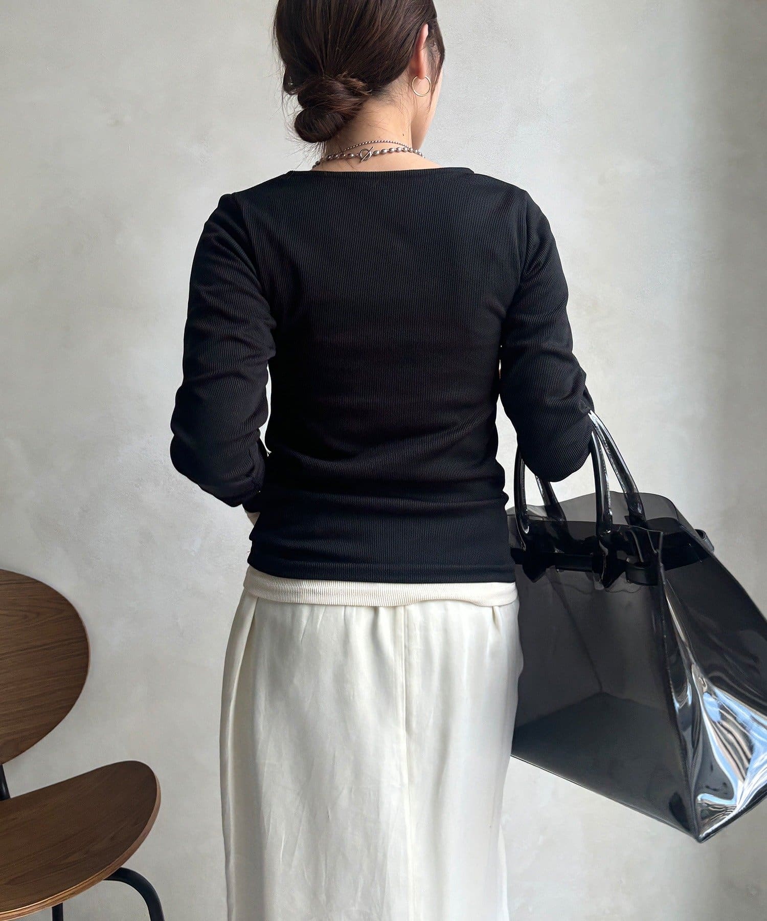 DOUDOU(ドゥドゥ) 【WEB限定】ヘンリーネックリブニット