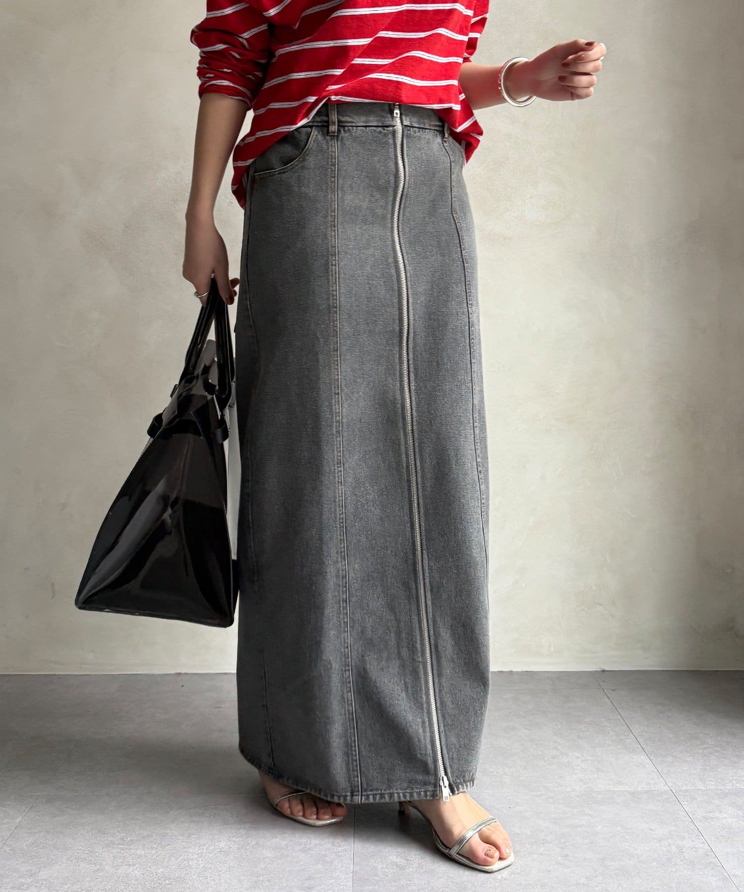 DOUDOU(ドゥドゥ) 【WEB限定】フロントジップデニムスカート