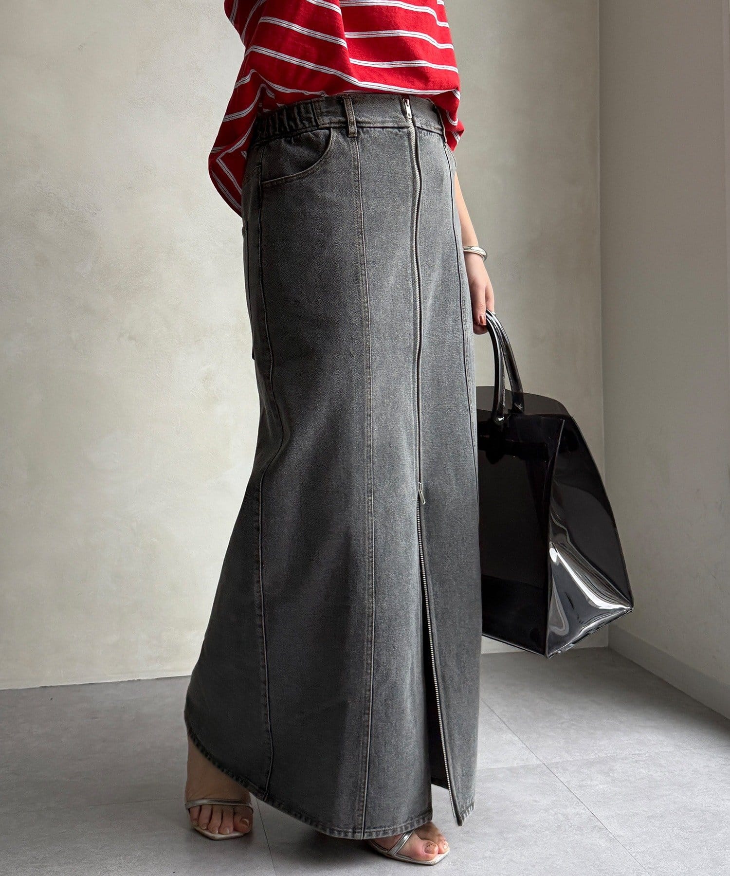 DOUDOU(ドゥドゥ) 【WEB限定】フロントジップデニムスカート