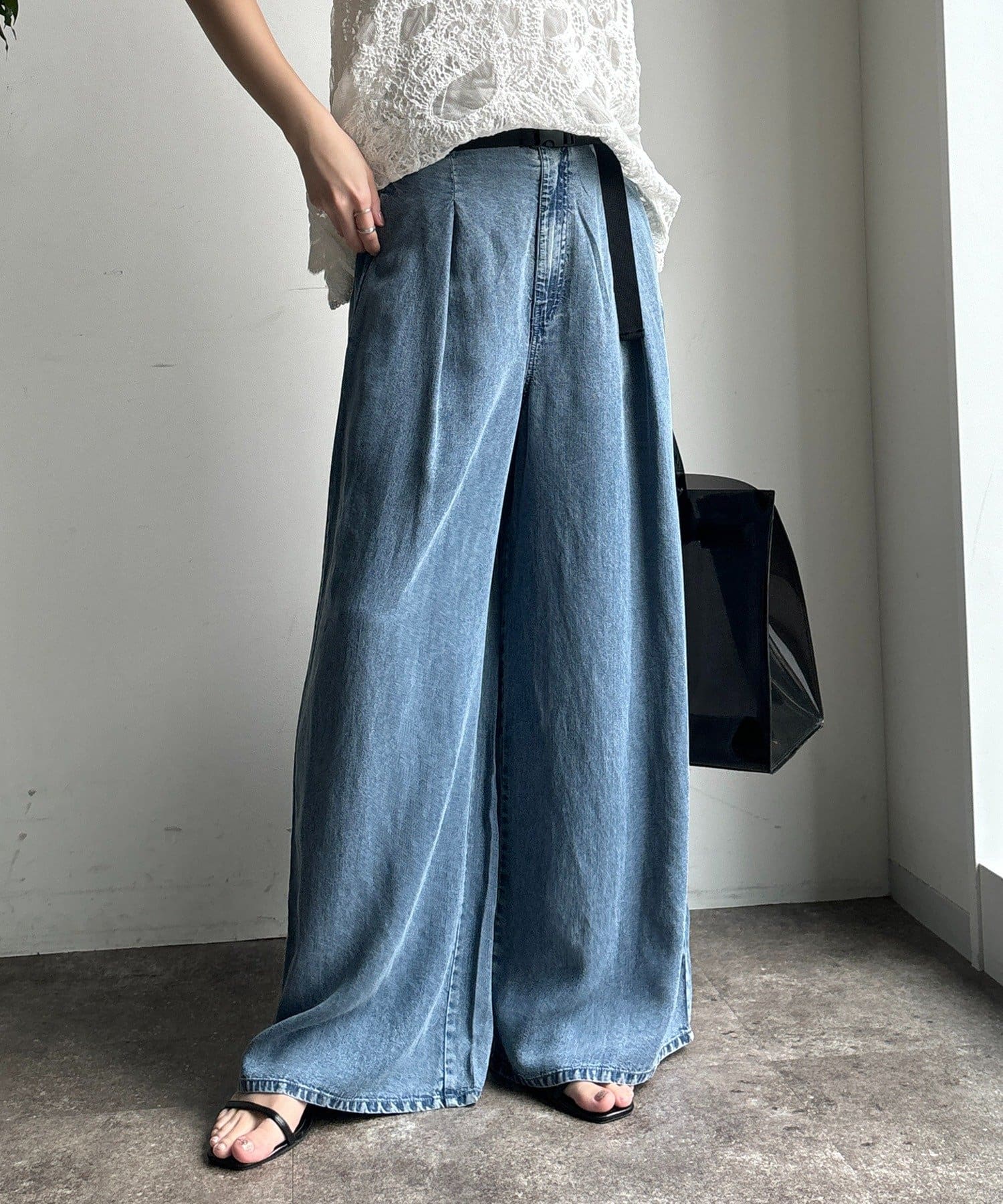 DOUDOU(ドゥドゥ) ベルト付リヨセルデニムパンツ