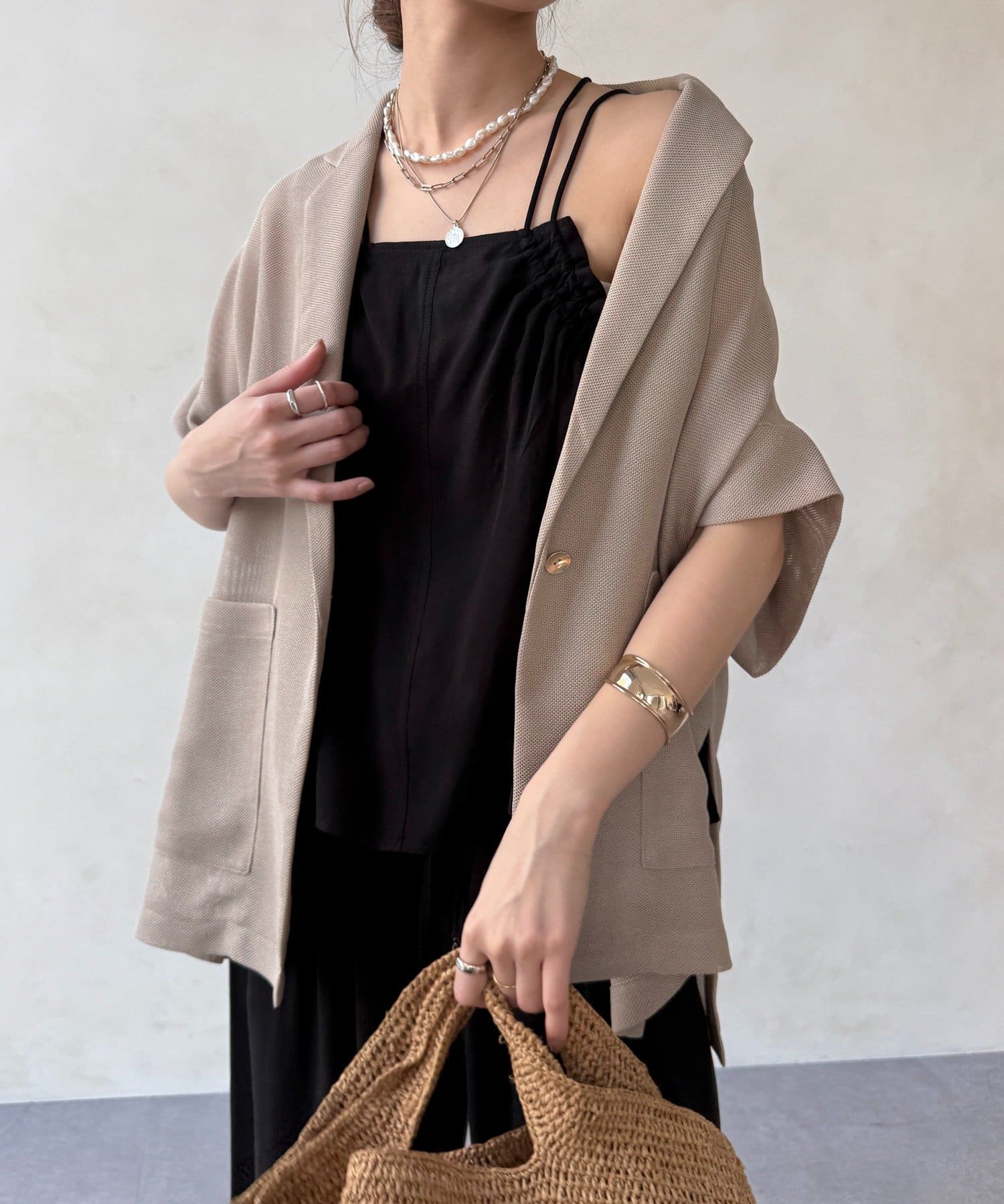 DOUDOU(ドゥドゥ) 【セットアップ可能】リヨセルツイルフリルキャミ