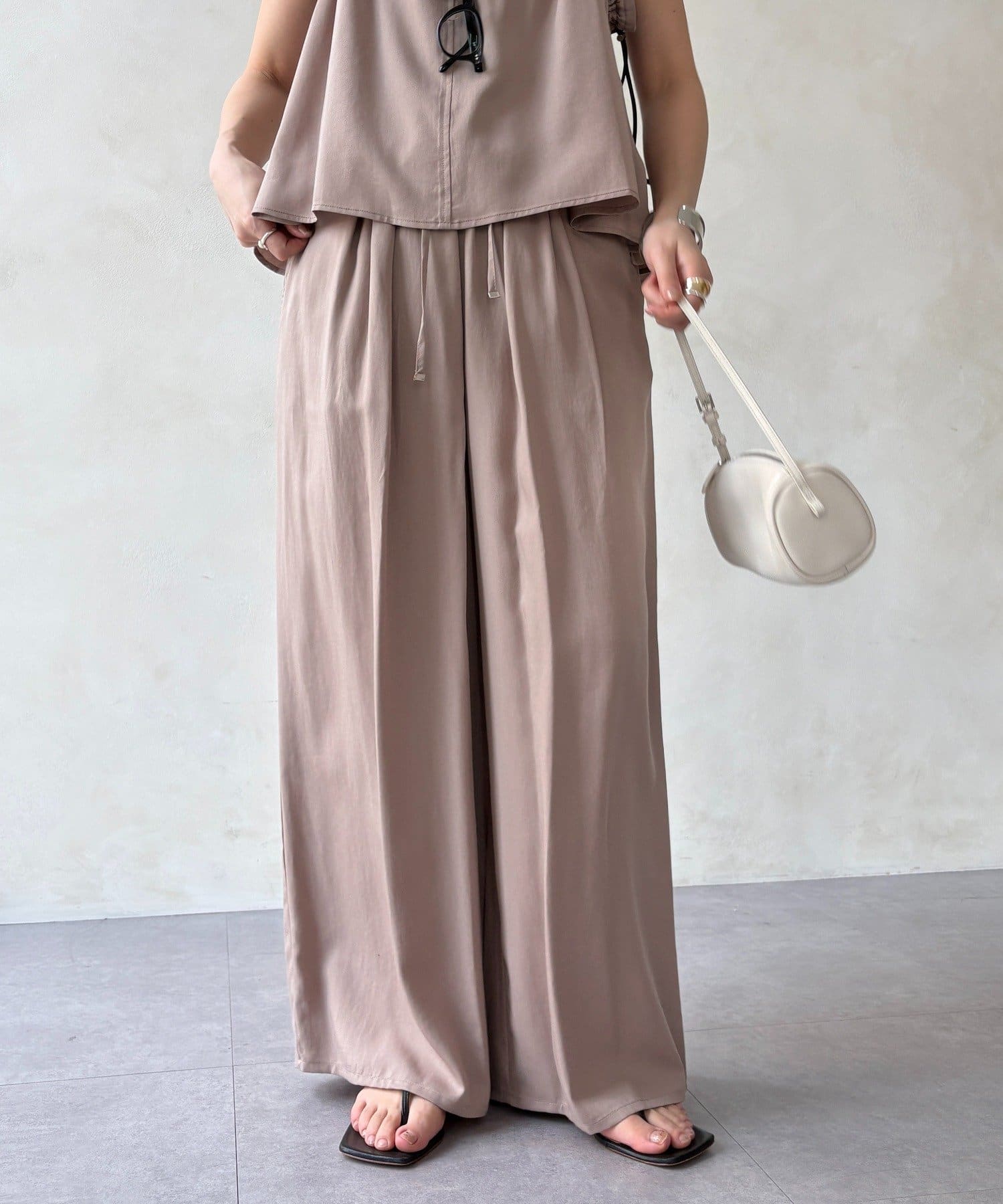 DOUDOU(ドゥドゥ) 【セットアップ可能】リヨセルツイルイージーパンツ